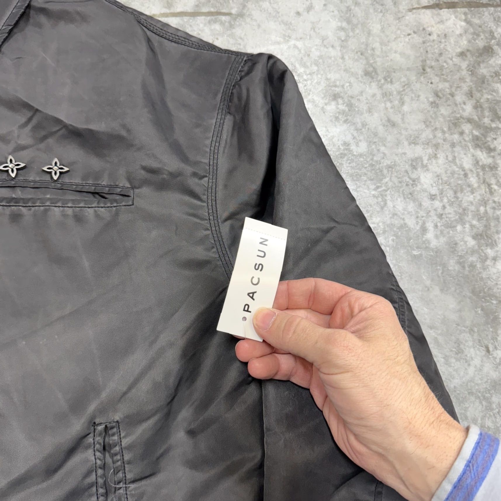 Pacsun PacSun Jacket Mens Small Black Zip Bomber Workwear Snap Cuffs Ring Pull Star Size US S / EU 44-46 / 1 - 2 Thumbnail