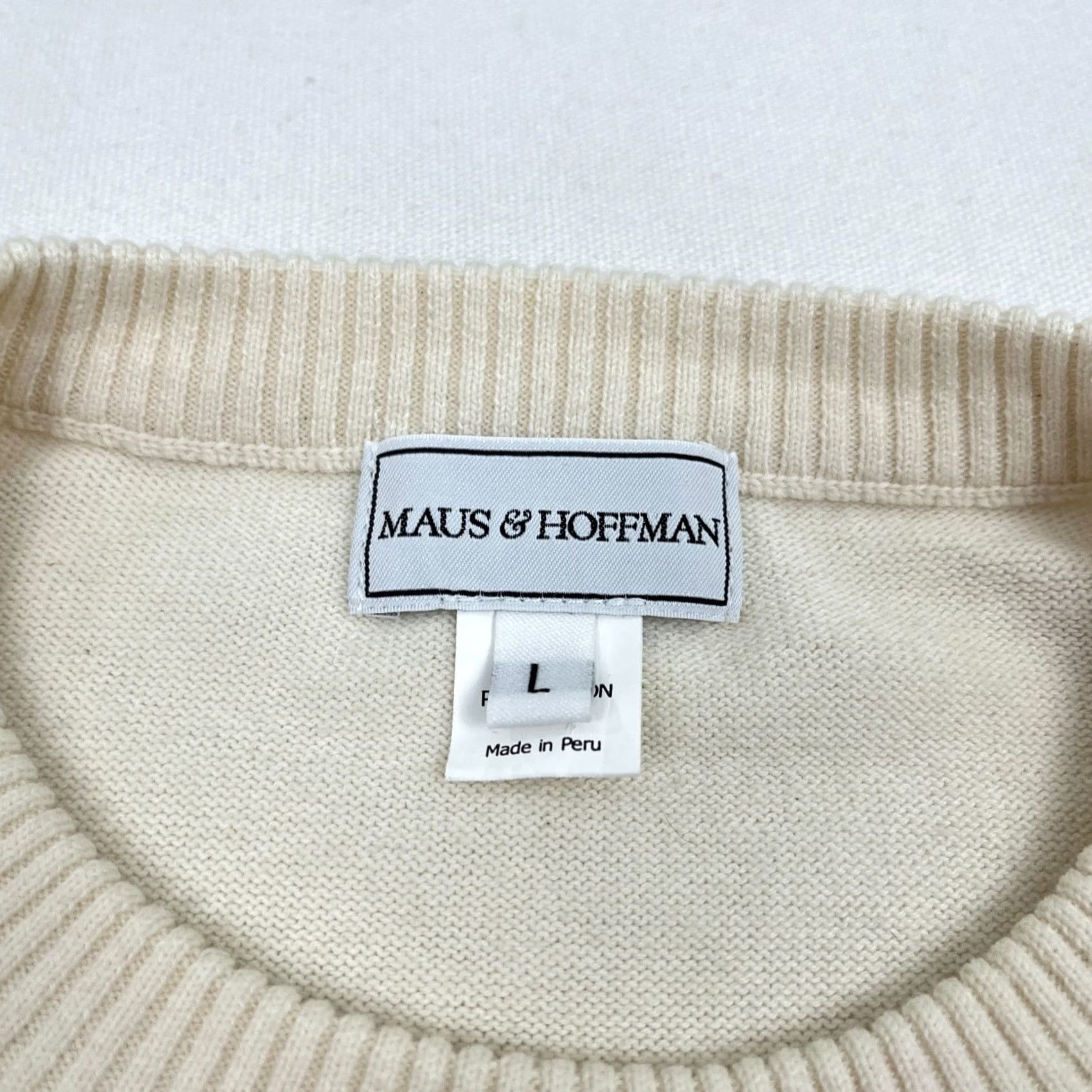 Vintage Maus & Hoffman Sweater Mens L Ivory Striped Pima Cotton Knit Crewneck Smart Prep Vintage? No Size US L / EU 52-54 / 3 - 2 Thumbnail