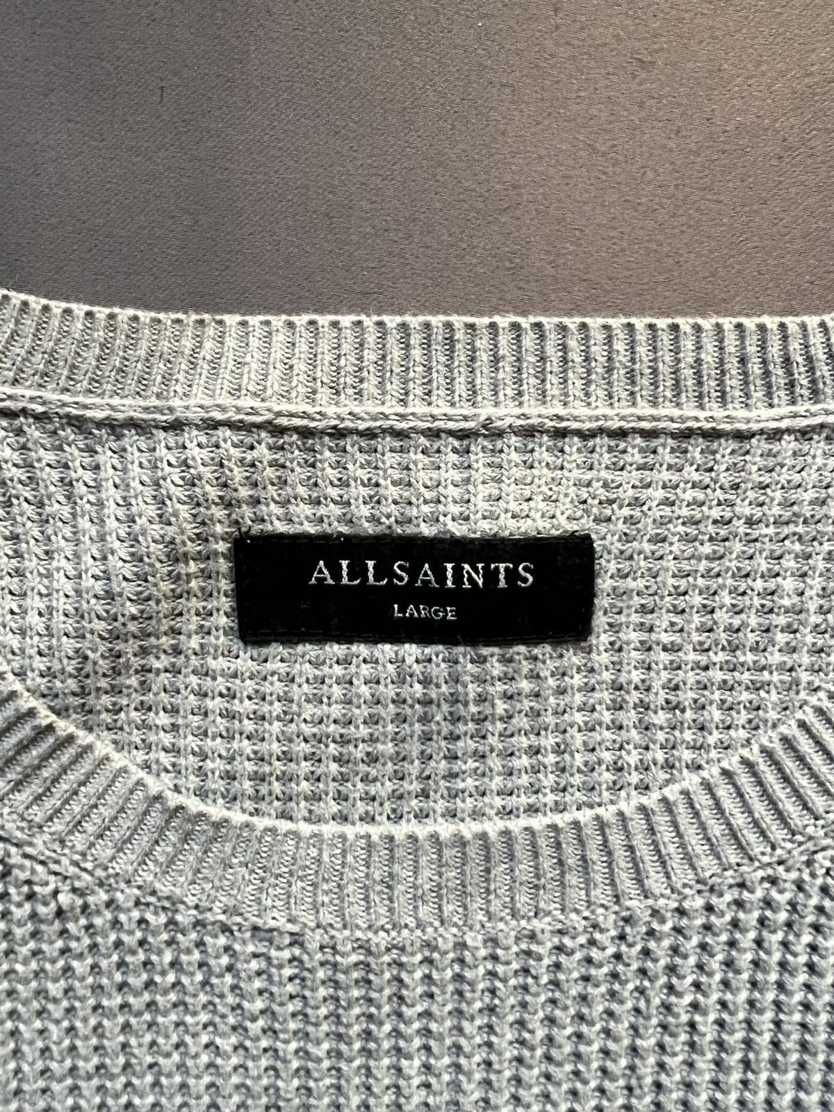 Allsaints Classic Allsaints Trias Crew Cotton Knitted Gray Sweater Size US L / EU 52-54 / 3 - 5 Thumbnail