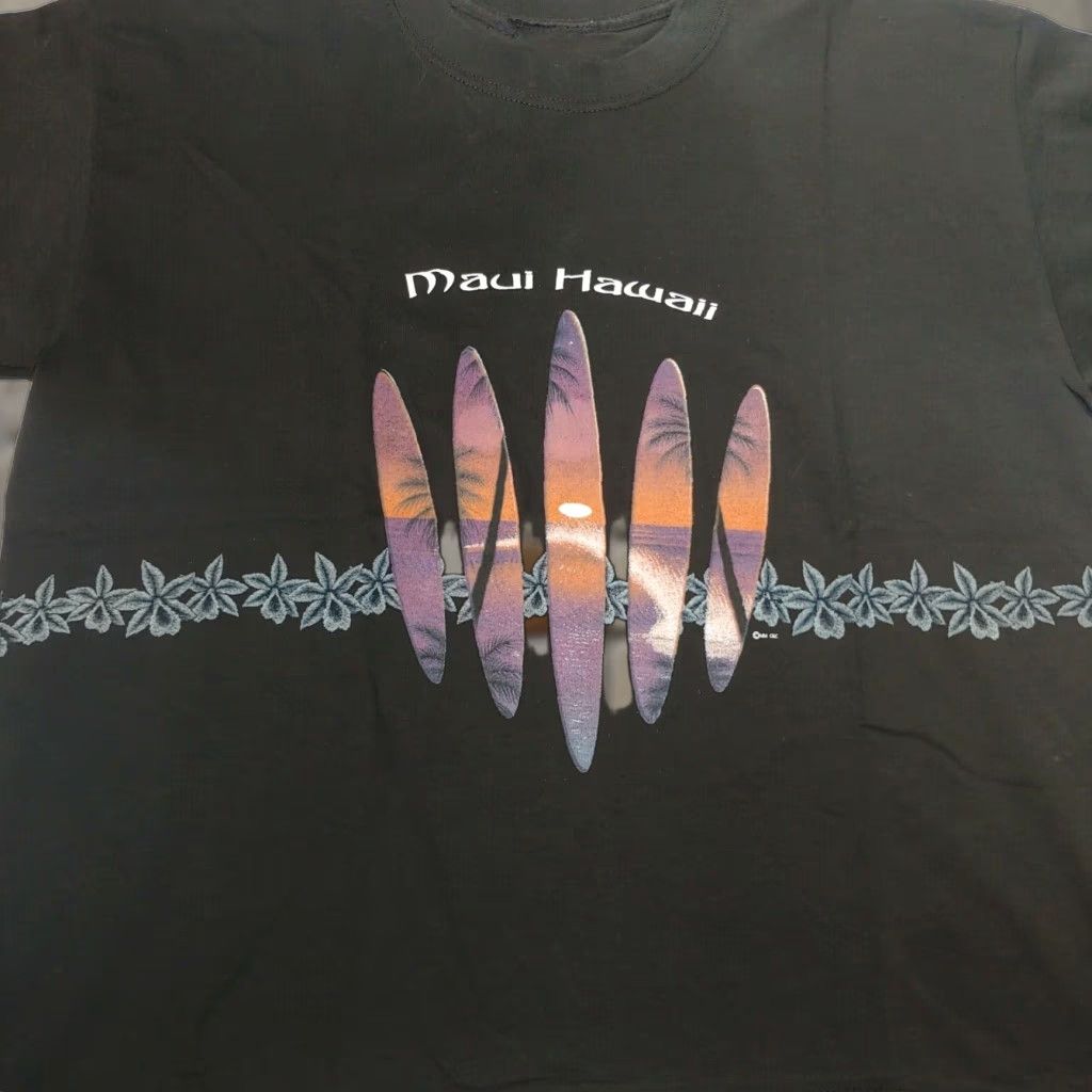 Vintage VINTAGE Maui Hawaiian Islands Surf T Shirt Womens XL Black Crew Neck Read Readable? Size XL / US 12-14 / IT 48-50 - 1 Thumbnail