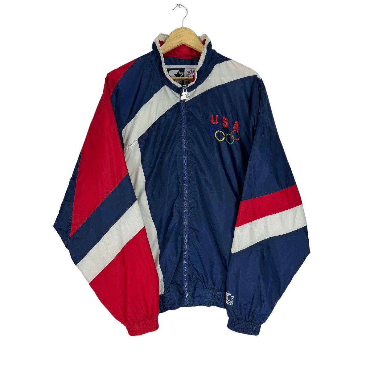 Starter × USA Olympics × Vintage ☀️90s STARTER USA OLYMPIC TEAM LIGHT ZIPPER JACKET Size US L / EU 52-54 / 3 - 3 Thumbnail
