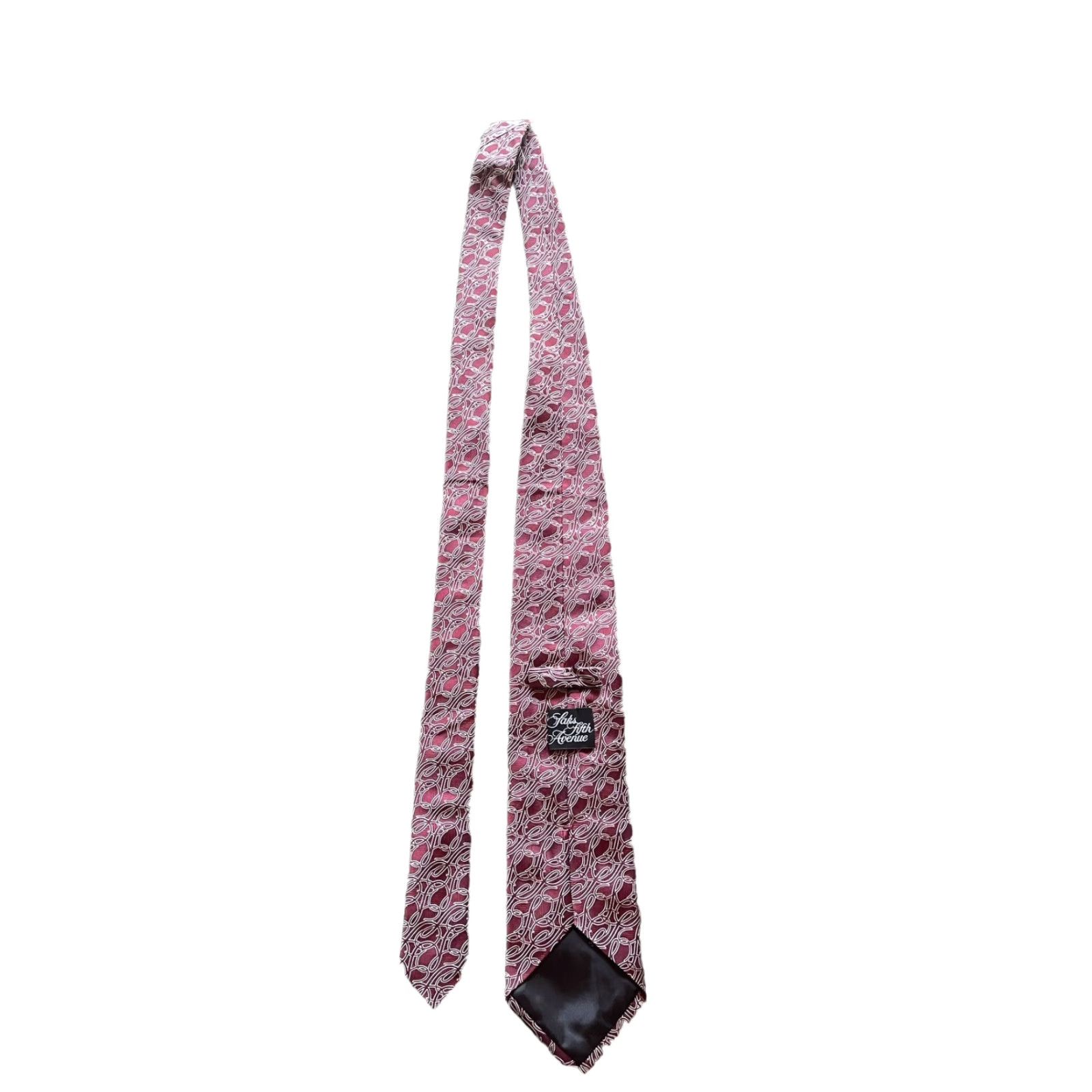 Saks Fifth Avenue VINTAGE Saks Fifth Avenue Tie Men Monogram 100% Silk Made In Italy Maroon Red Classic Width 57-60" Size ONE SIZE - 6 Thumbnail