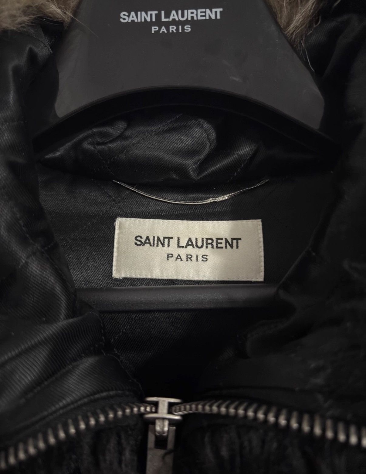 Saint Laurent Paris SLP) 18FW Runway Raccoon Fur Collar Zip-Up Hooded Fur Coat Size US M / EU 48-50 / 2 - 6 Thumbnail