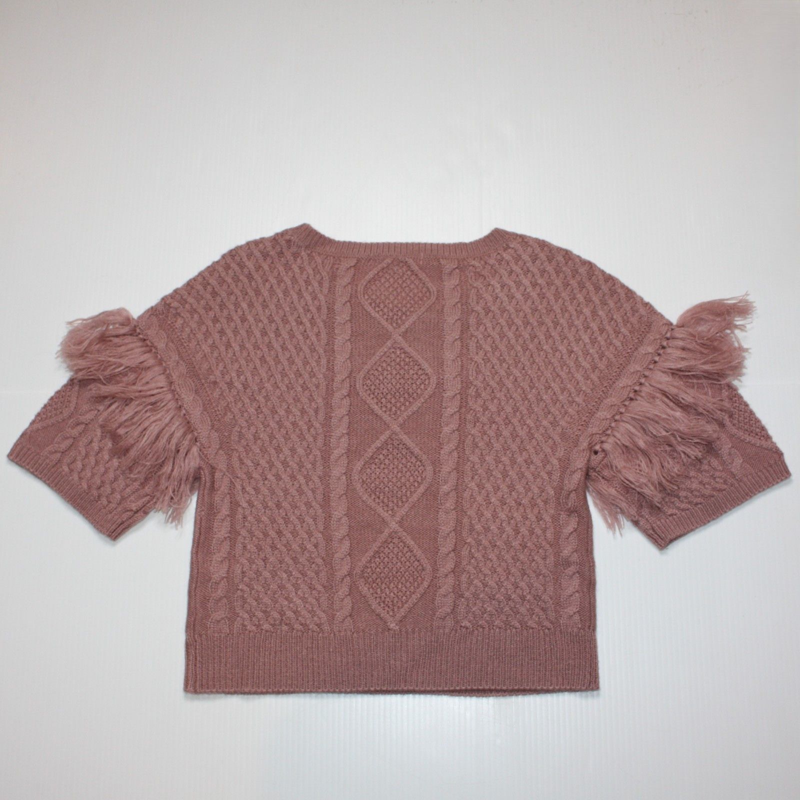 BB Dakota by Steve Madden Fringe Out Short Sleeve Sweater in Rose NWOT Size XS / US 0-2 / IT 36-38 - 6 Thumbnail