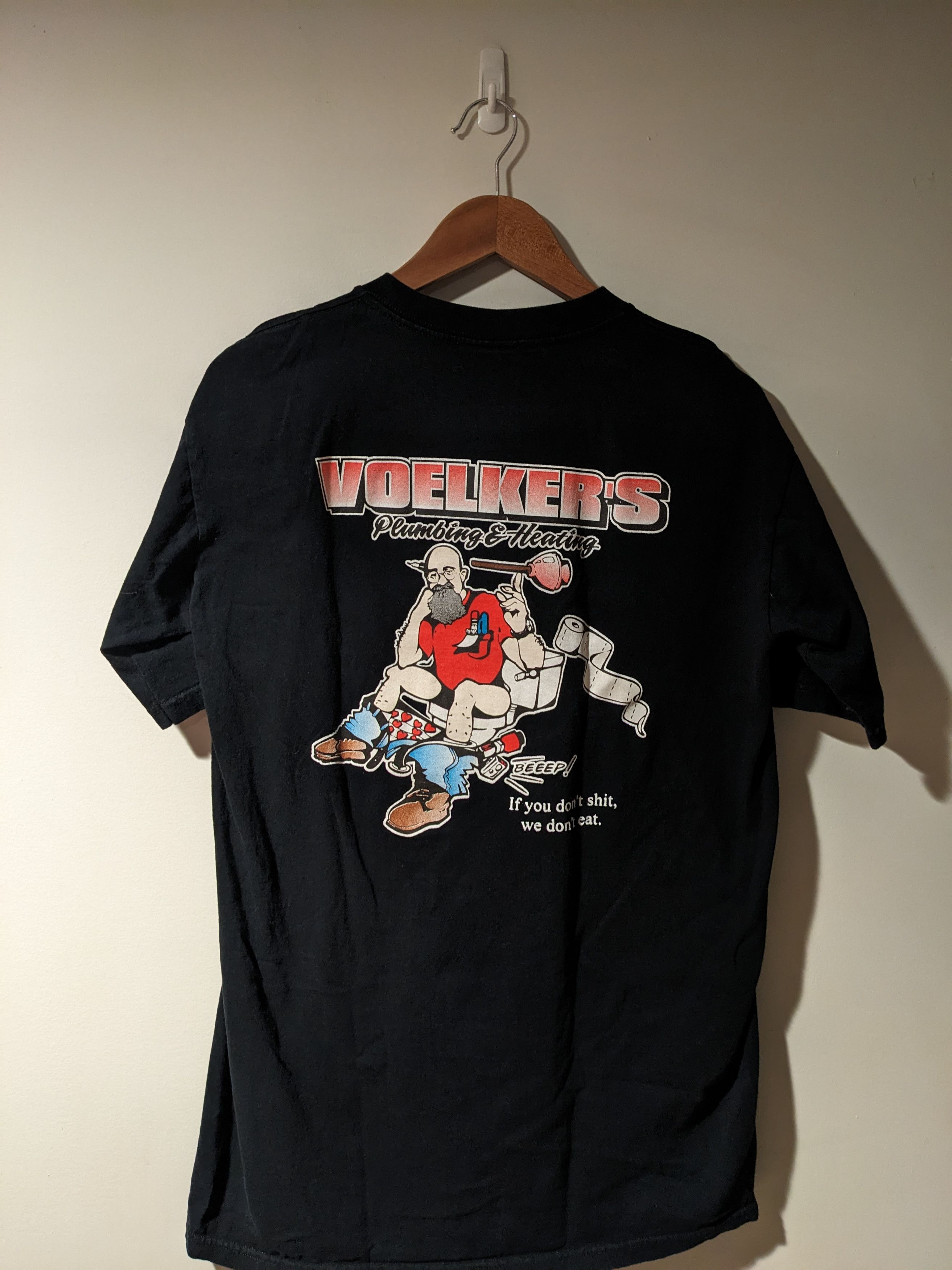 Vintage Vintage 90s Voelker's Plumbing If You Don't Shit T-Shirt Size US L / EU 52-54 / 3 - 1 Thumbnail