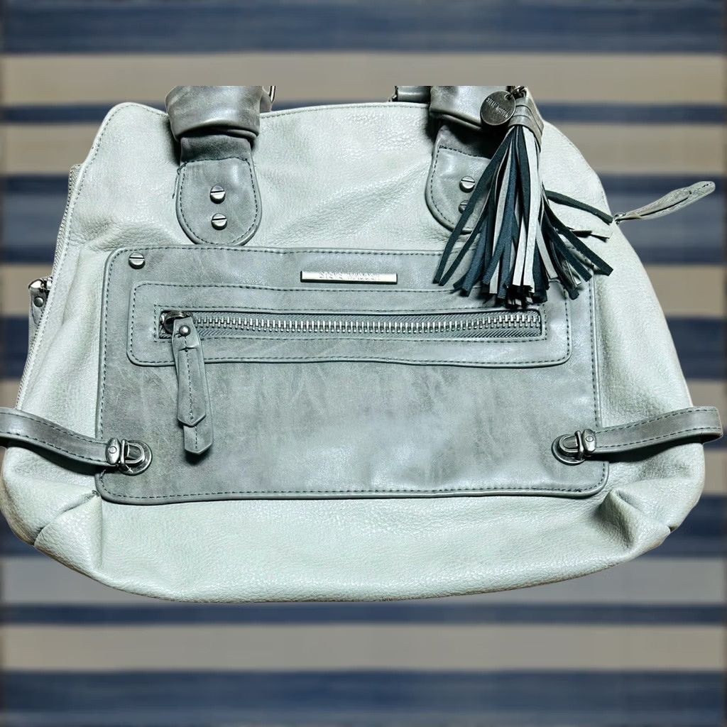 Steve Madden Steve Madden Women's Gray Leather Large Purse Shoulder Handbag Tote Tassel Read Size ONE SIZE - 1 Thumbnail