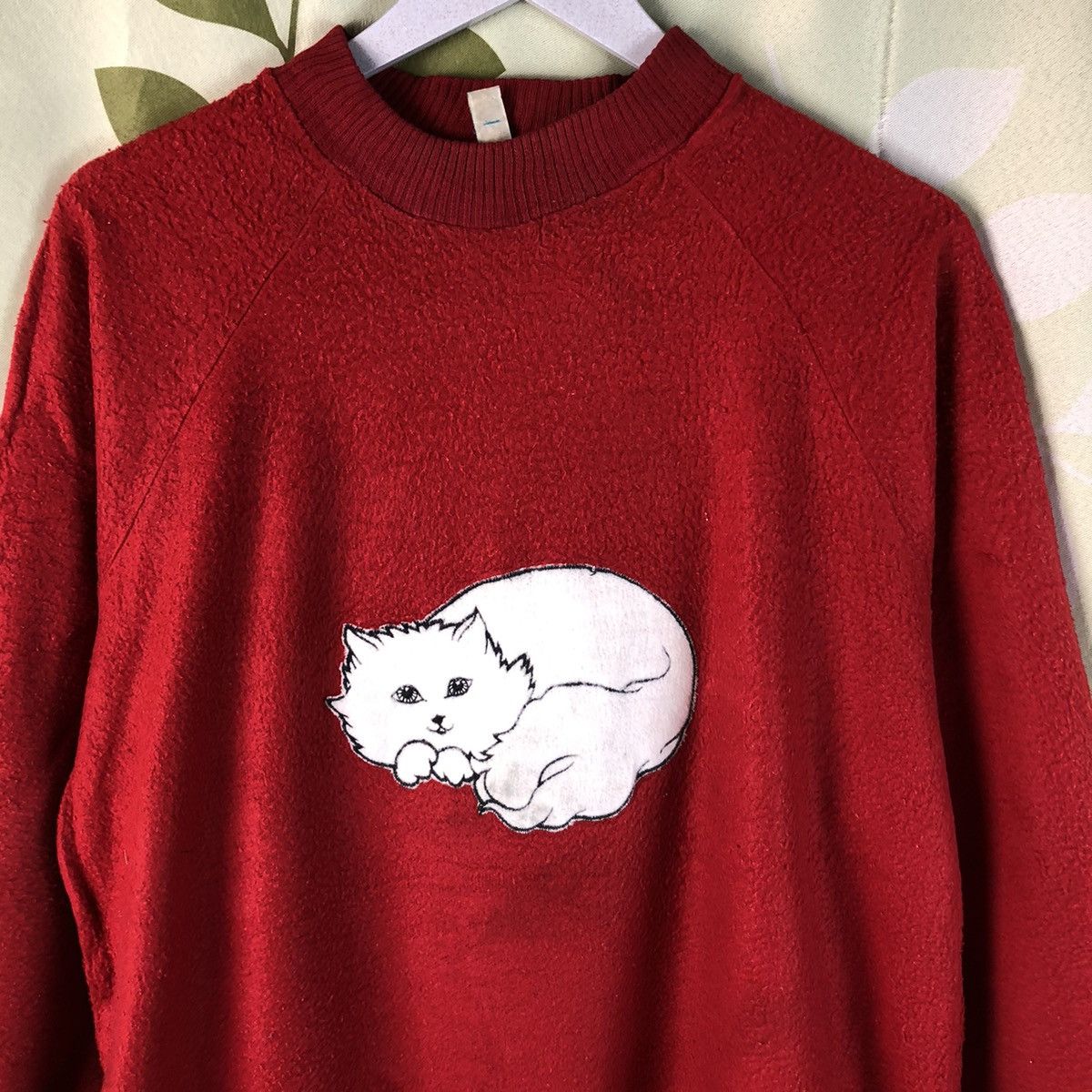 Japanese Brand Happy Day cat Red Sweathshirt #7442 Size L / US 10 / IT 46 - 5 Thumbnail
