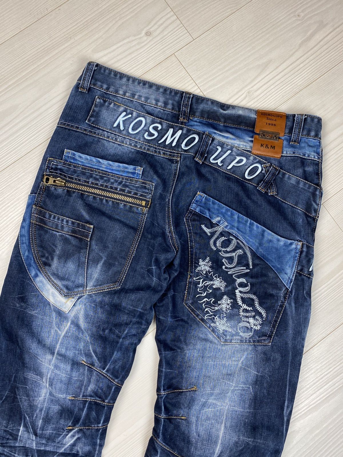 Japanese Brand Avantgarde Kosmo Lupo Denim Jeans Multipockets Rare Big Logo Size US 36 / EU 52 - 19 Thumbnail