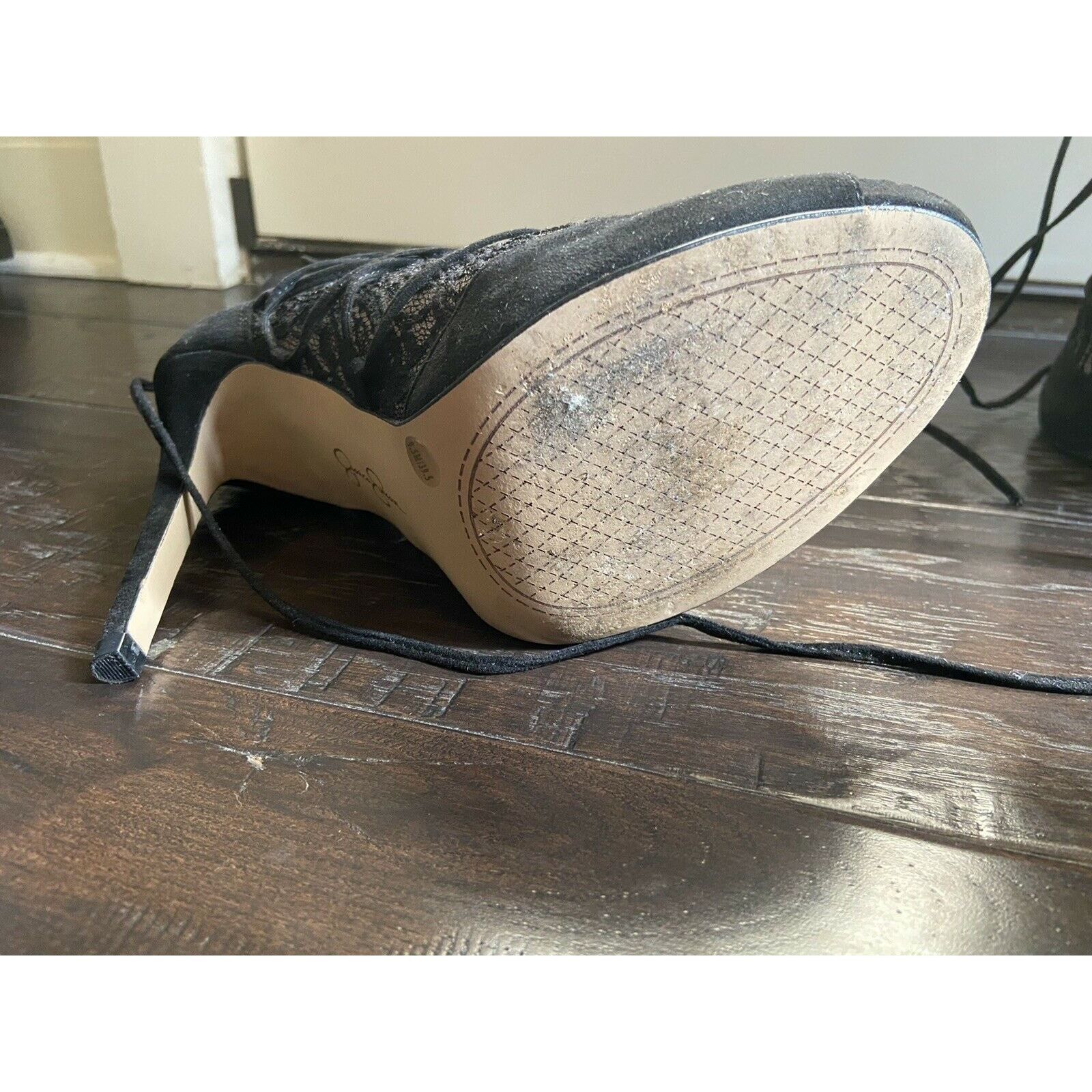 Other Jessica Simpson Raysha Open-Toe Canvas Black Lace Bootie 9.5 Size US 9.5 / IT 39.5 - 10 Thumbnail