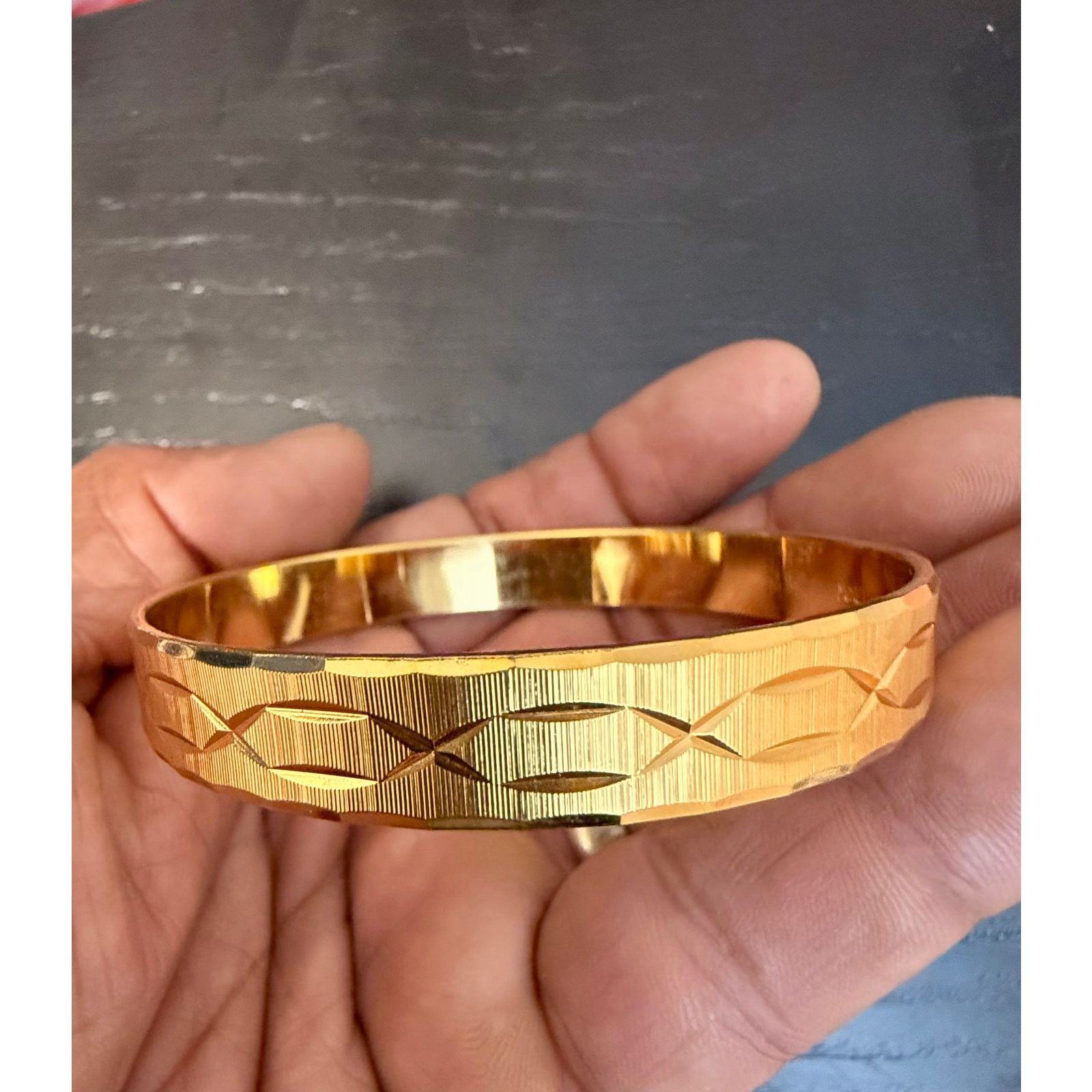 Other Vintage Signed Monet Gold Tone Etched Bangle Bracelet 7.75” Size ONE SIZE - 1 Thumbnail