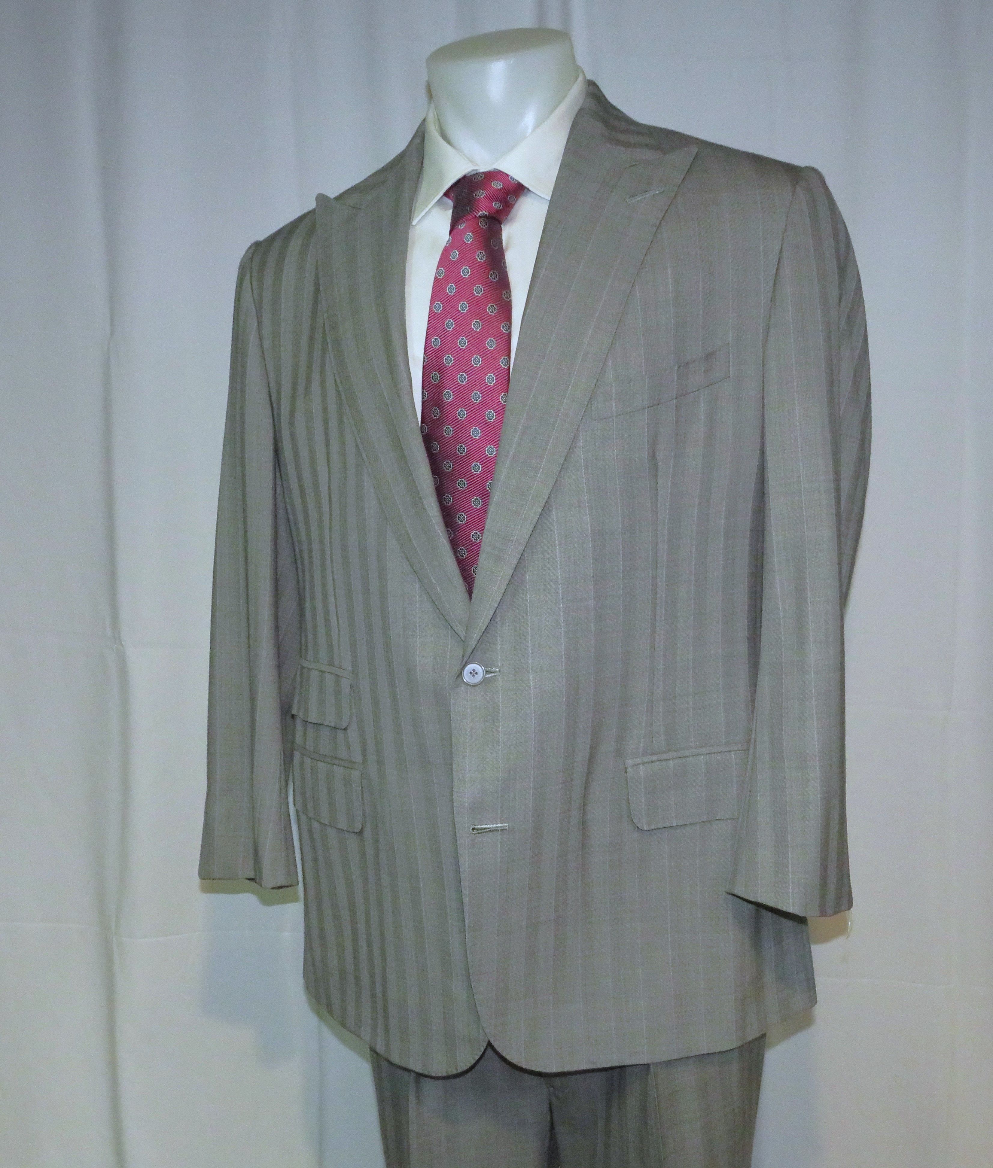 Alan Flusser Gray Stripe Bespoke Peak Lapel Two Button Suit 42R Size 42R - 8 Thumbnail