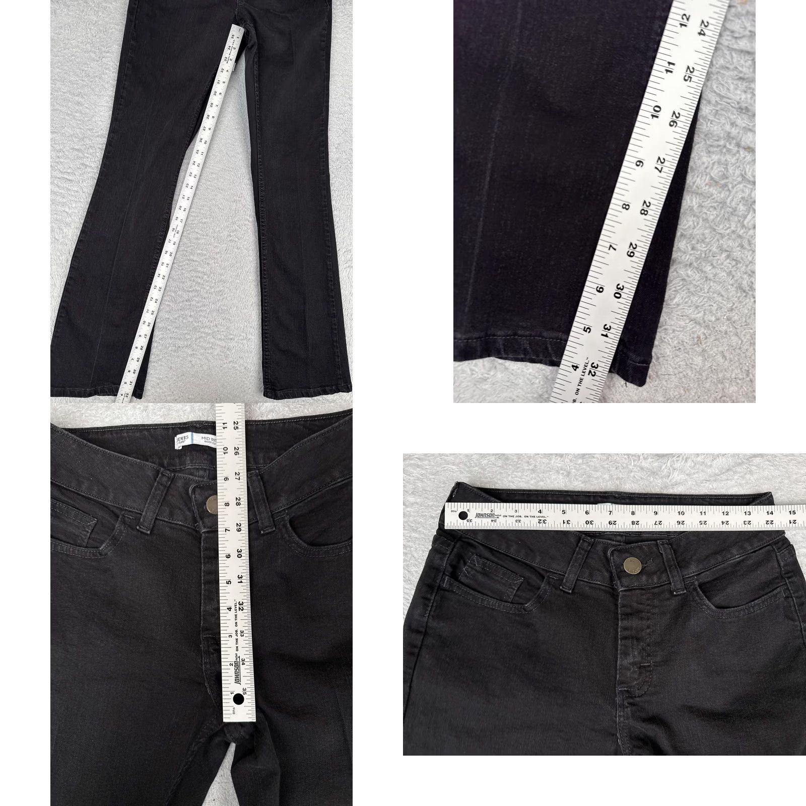 Vintage Riders by Lee Womens Bootcut Jeans Black Dark Wash Mid Rise Stretch 28x33 5-Pocket Denim Zipper Button Embroidered Back Pockets N/A Size 30" / US 8 / IT 44 - 8 Thumbnail