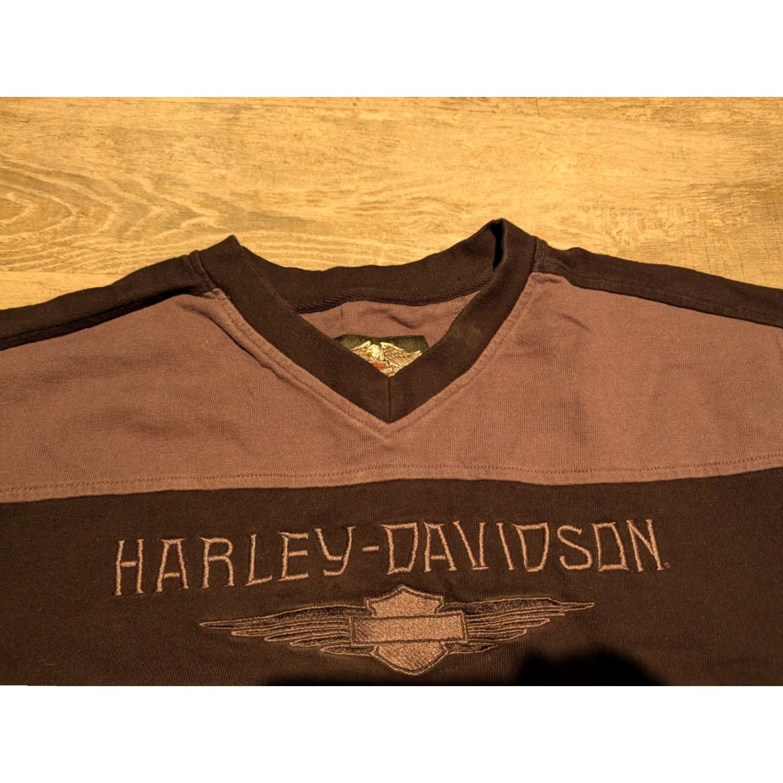 Harley Davidson Harley-Davidson Mens Long Sleeve V-neck Heavyweight Knit Shirt Black Gray 2XL Size US XXL / EU 58 / 5 - 5 Thumbnail