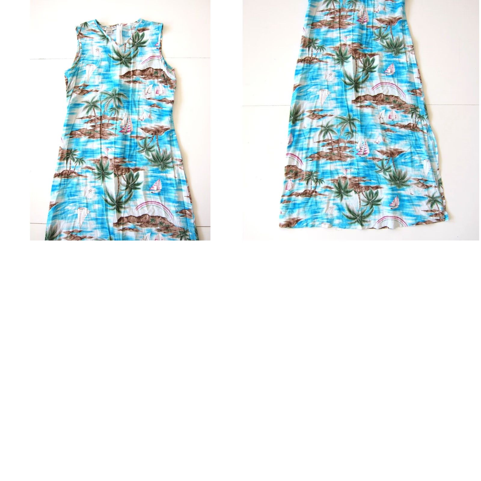 Evan Picone VINTAGE Evan-Picone Maxi Dress Tank Floral Hawaiian Blue Rayon 10 Women's Size L / US 10 / IT 46 - 8 Thumbnail