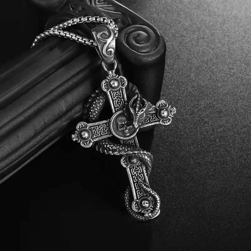 Jewelry × Vintage Dragon Wrap Cross Pendant Necklace Size ONE SIZE - 1 Thumbnail