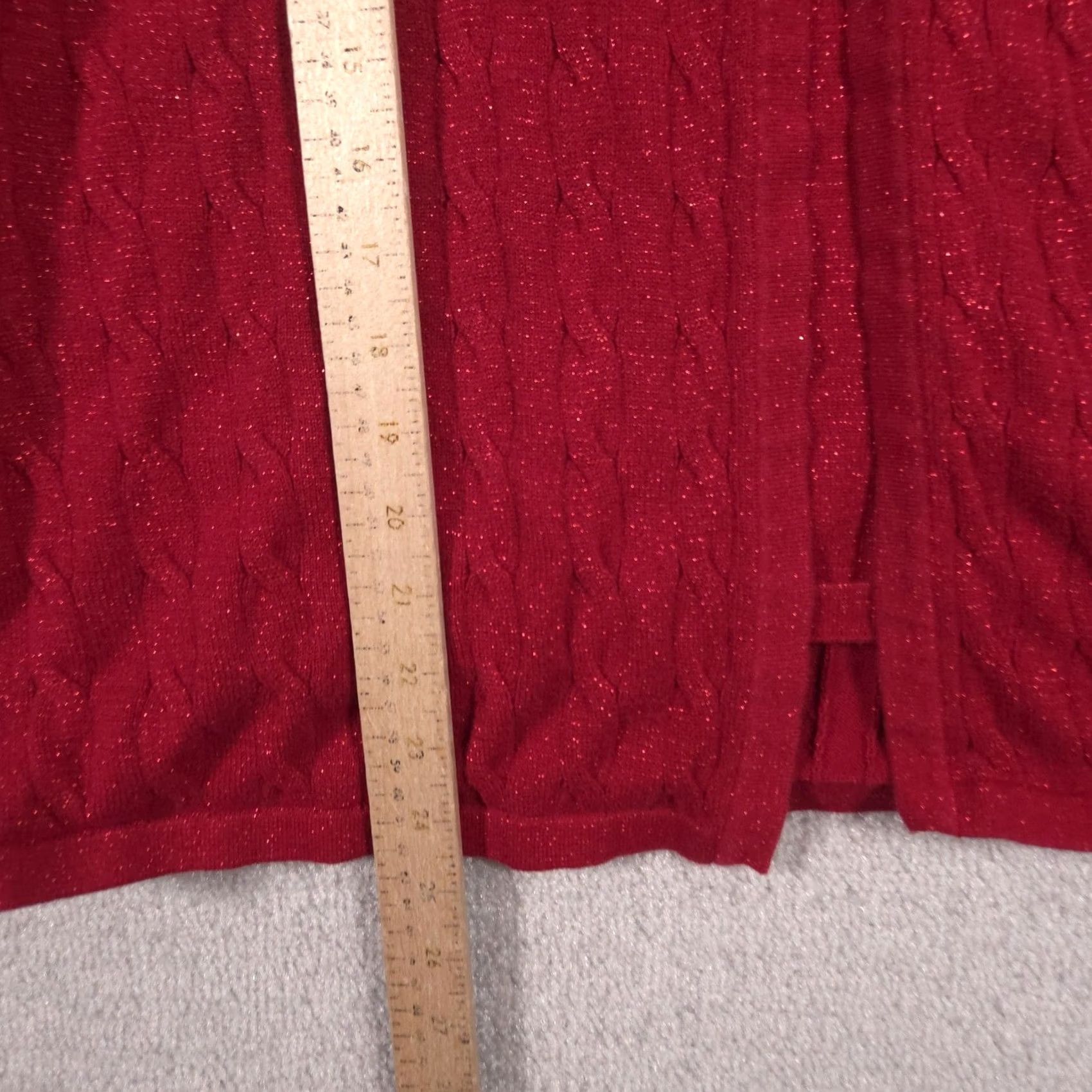 Croft & Barrow VINTAGE? (No) Croft & Barrow Cardigan Sweater Womens 2X Red Cable Knit Sparkle V Neck Twinset Shirt Womens 2X Red Cable Knit Sparkle V-Neck Twinset Size XXL / US 16-18 / IT 52-54 - 5 Thumbnail