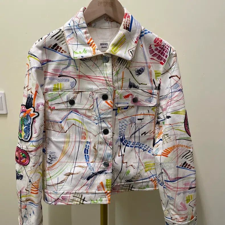 Hermes Hermes Graffiti Denim Jacket Size XXS / US 00 / IT 34 - 1 Thumbnail