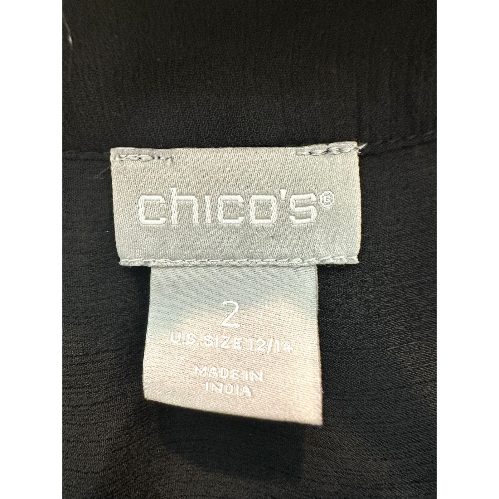 Chicos CHICOS Black Sheer Eyelet Lace Witch Long Sleeve Peasant Top Size L / US 10 / IT 46 - 7 Thumbnail