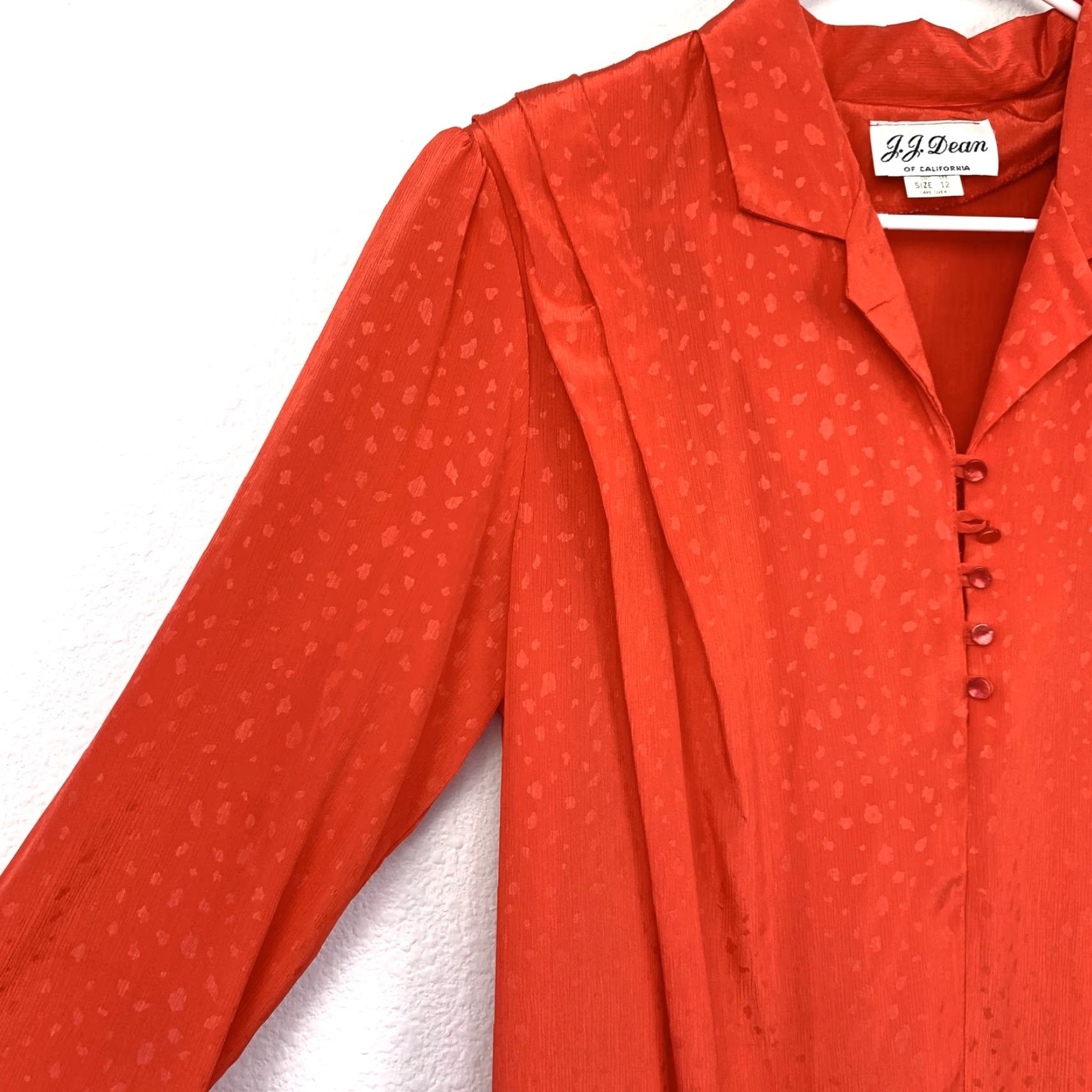 Vintage VINTAGE J.J. Dean Shirtdress Orange Animal Print Button-Front Size 12 1980s Womens Size XL / US 12-14 / IT 48-50 - 2 Thumbnail