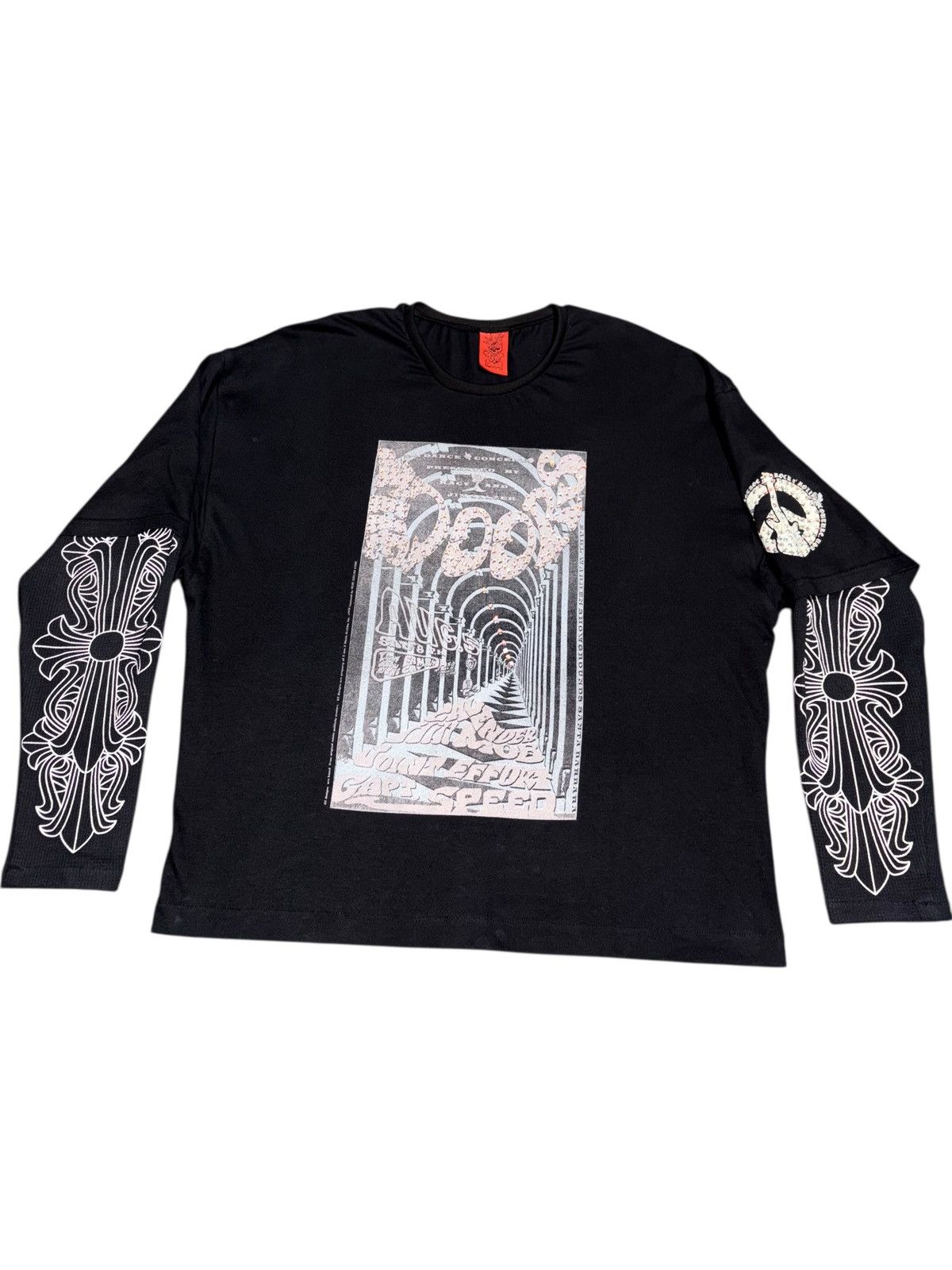 Vtg A&G by Amal Geussous Doors Band Shirt rhinestone chrome