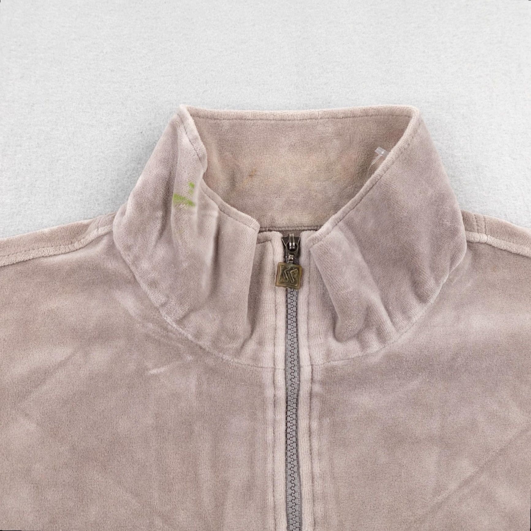 Karl Kani VINTAGE Karl Kani Jacket Mens 2XL Beige Velour Track Jacket Full Zip 90s Hip Hop Mens Size US XXL / EU 58 / 5 - 2 Thumbnail