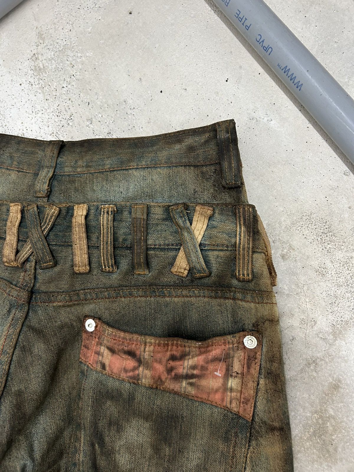 20471120 Vintage Dominate Japan Double Waist Mud Washed Dirty Wording Size US 30 / EU 46 - 18 Thumbnail