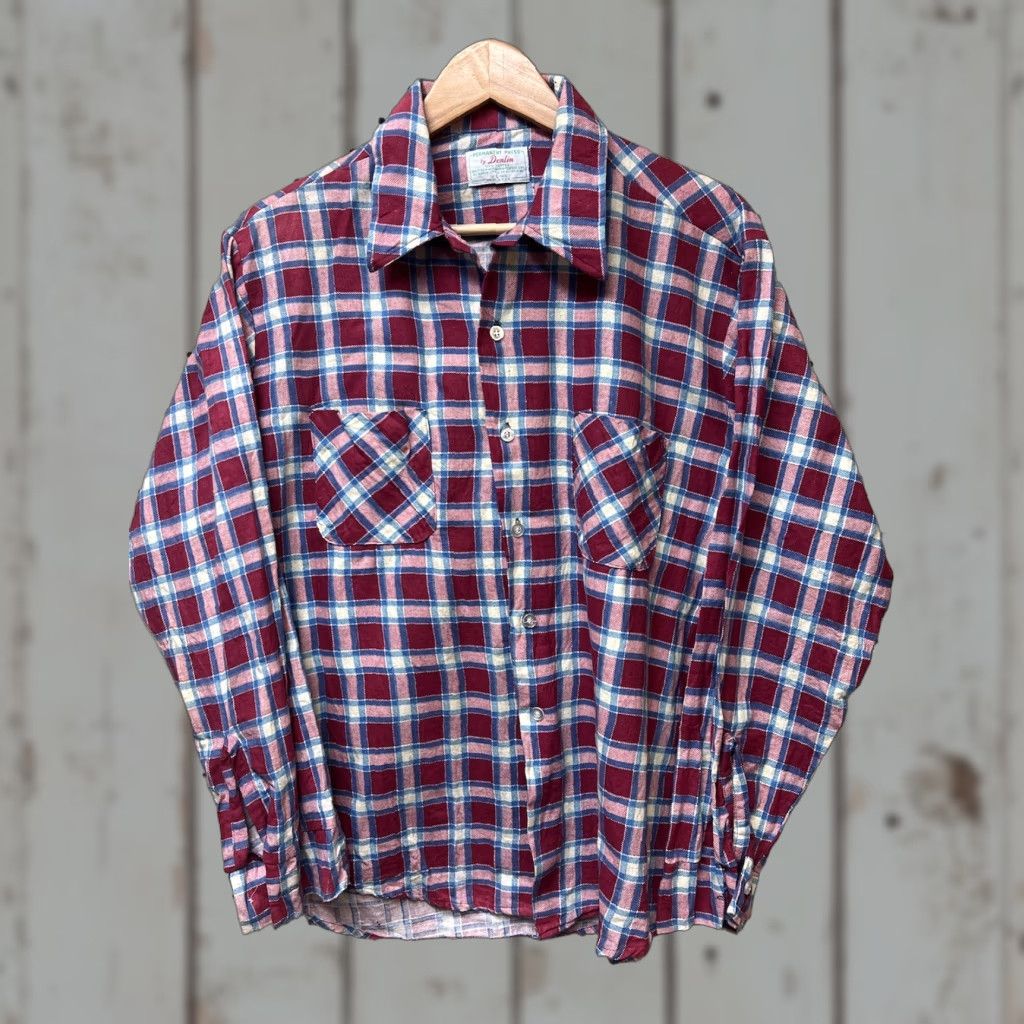 Vintage VTG 70s Donlin Plaid Flannel Shirt 100% Cotton Permanent Press Lightweight L USA Shirt Mens Long Sleeve Button-Up Collared Vintage 70s Size US L / EU 52-54 / 3 - 1 Thumbnail