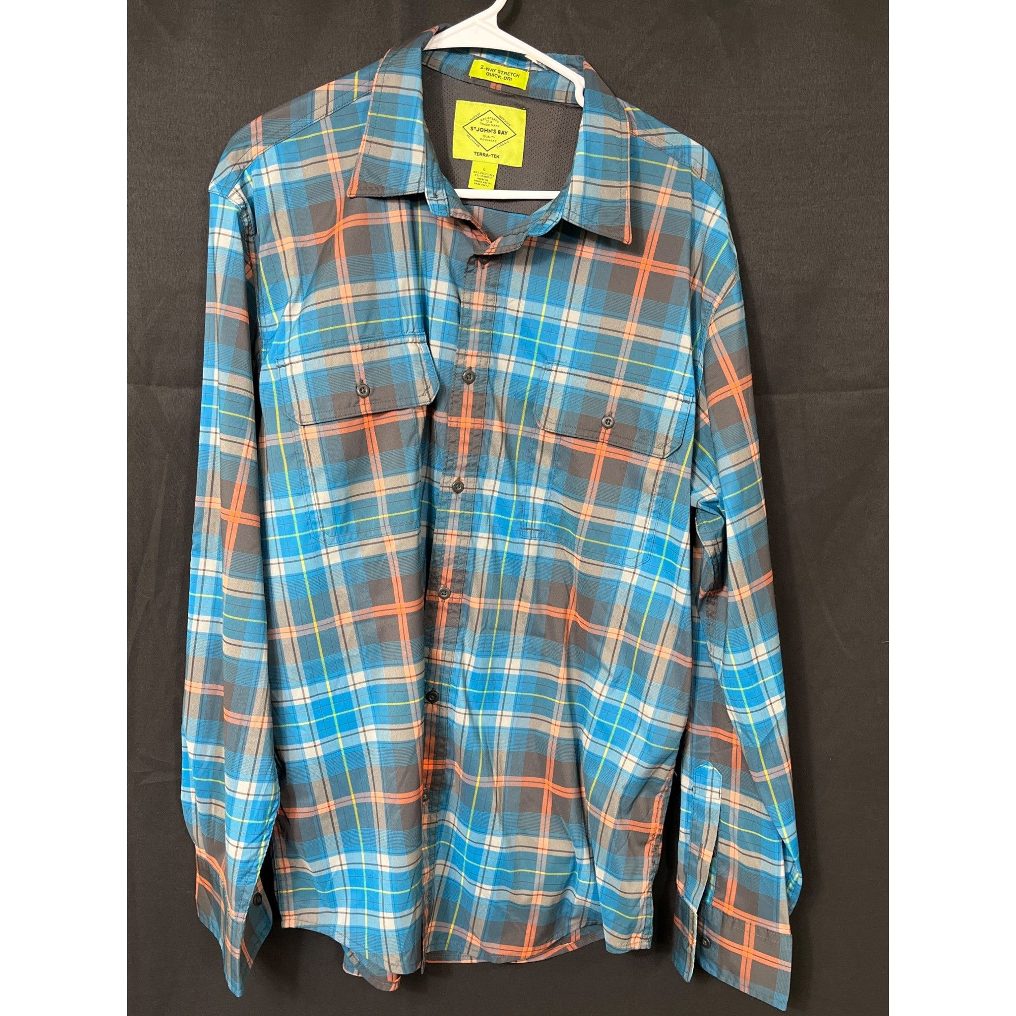 St. Johns Bay St. Johns Bay SKu 7619 Mens blue and Orange Plaid Long Sleev Size US L / EU 52-54 / 3 - 1 Thumbnail