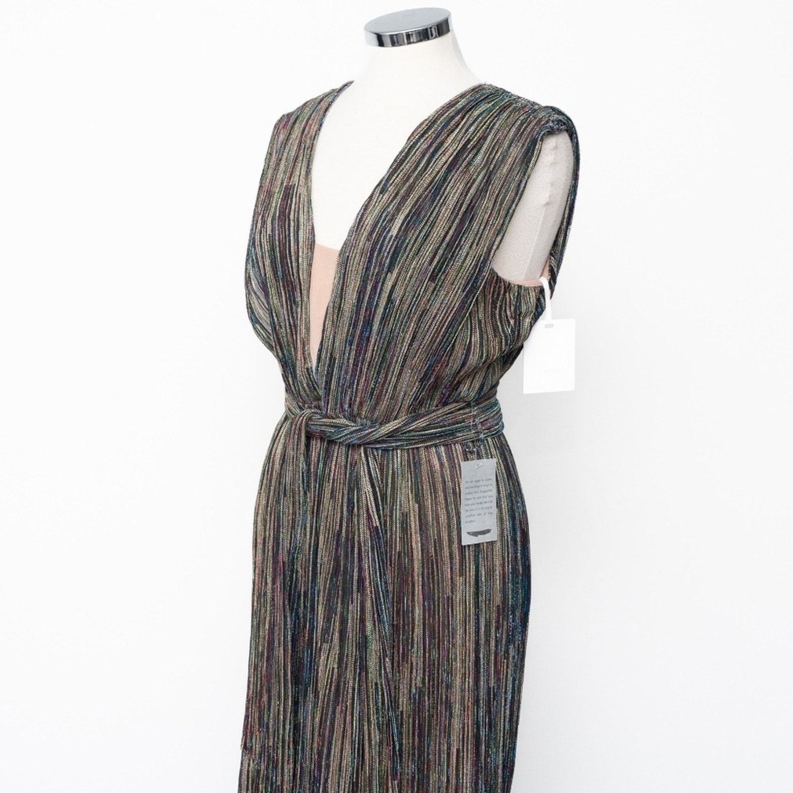 Designer Harlyn - Plunge V-Neck Tie Waist Pleated Gown Size M / US 6-8 / IT 42-44 - 14 Thumbnail