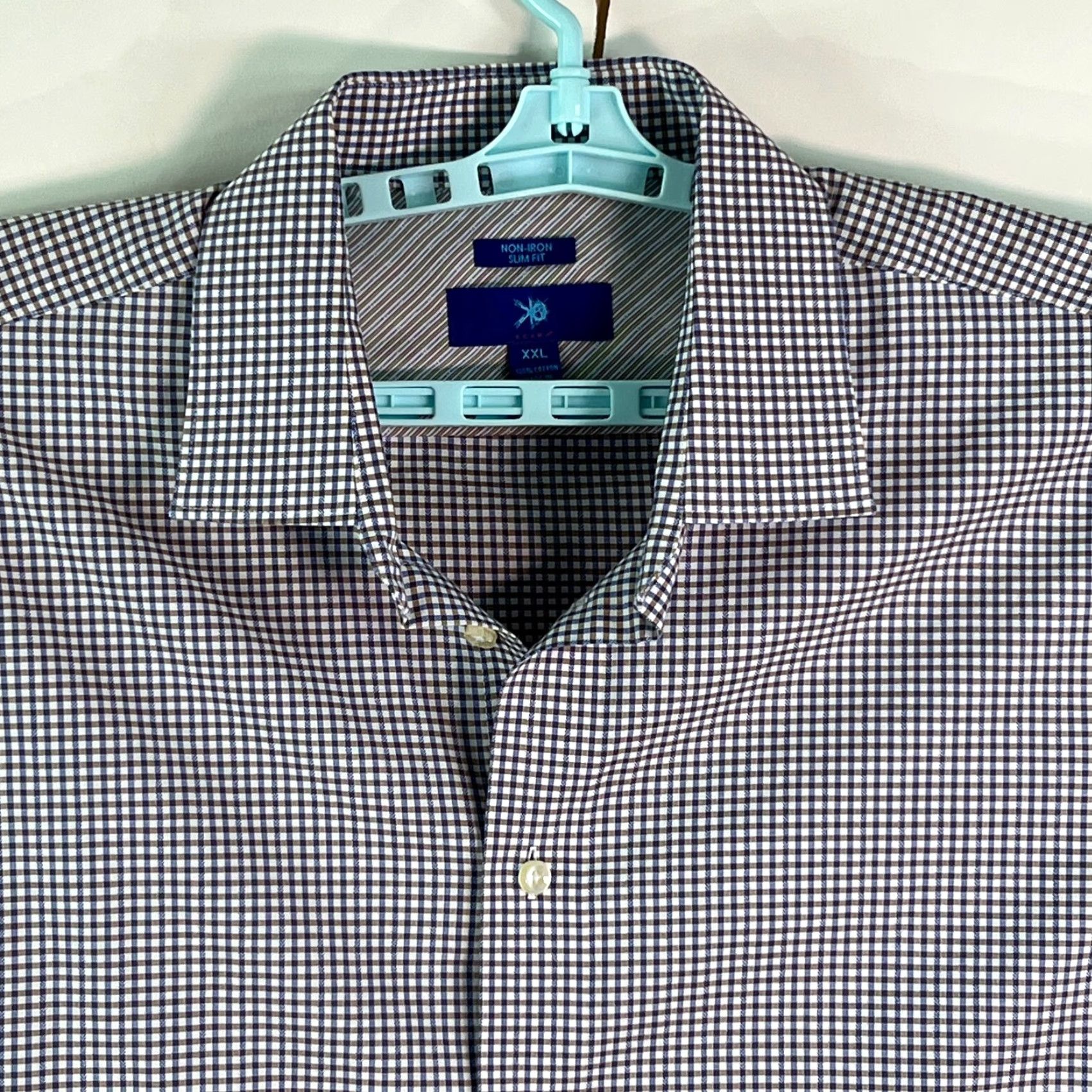 Egara Egara Men’s Check Non-Iron Slim Fit Button-Up Shirt XXL Cotton Multicolor Casual 31in Long Sleeve 100% Cotton Mens Regular Size 2XL Size US XXL / EU 58 / 5 - 3 Thumbnail