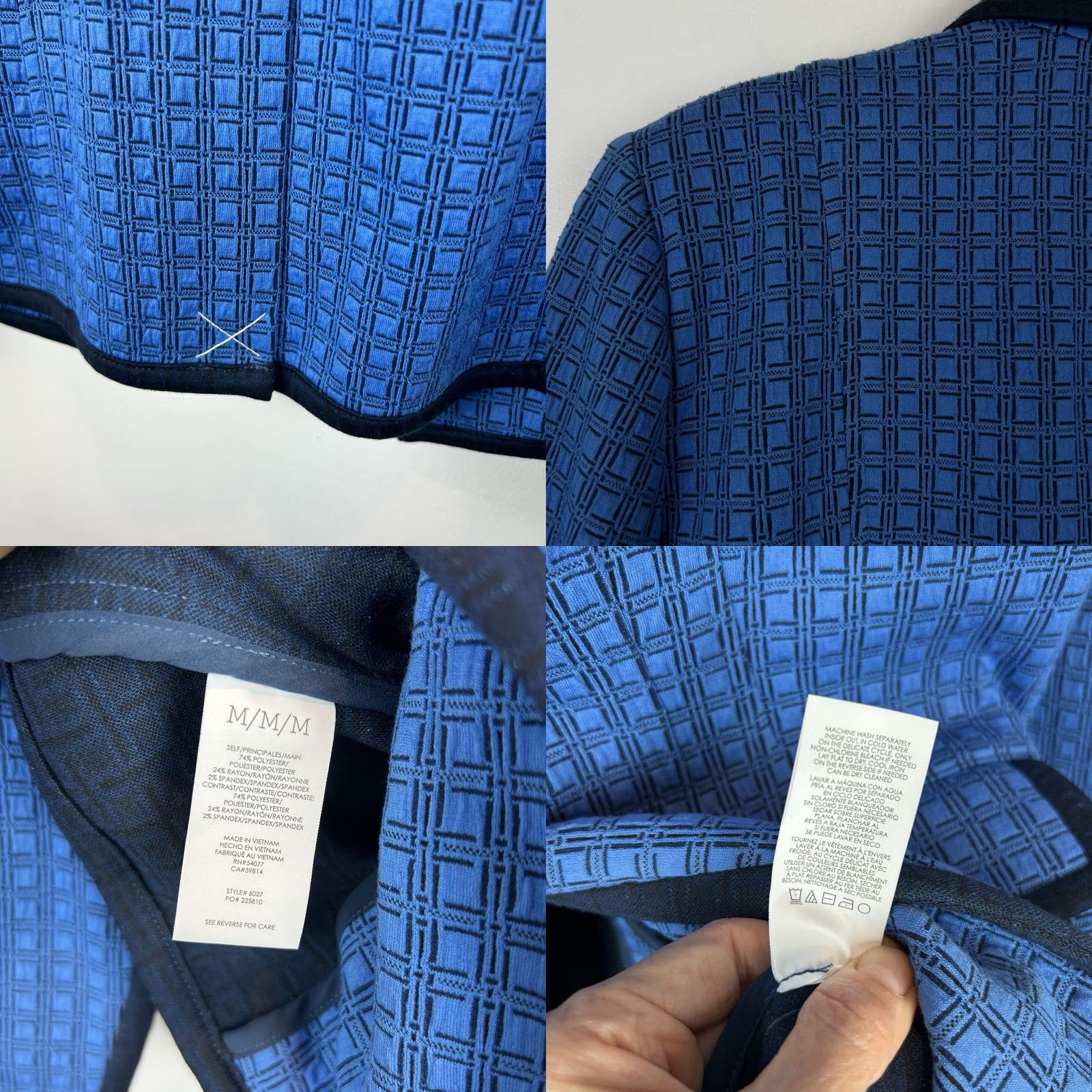 Vintage CAbi Scholarship Blazer Medium Blue Geometric Print Ponte Knit Style 6027 Office Women Size M / US 6-8 / IT 42-44 - 8 Thumbnail