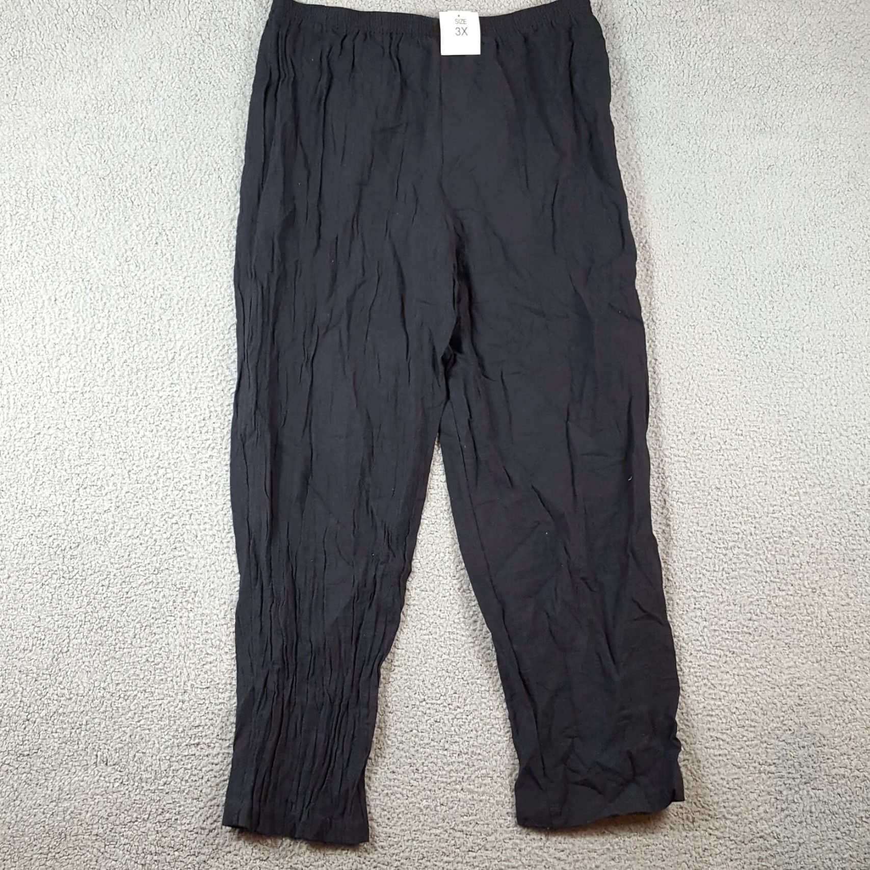 Vintage VINTAGE 80s Women's Pants Relaxed Fit Tapered Ankle Cotton Black Casual Retro Y2K Bohemian Comfort 3X Size 40" / US 18 - 4 Thumbnail
