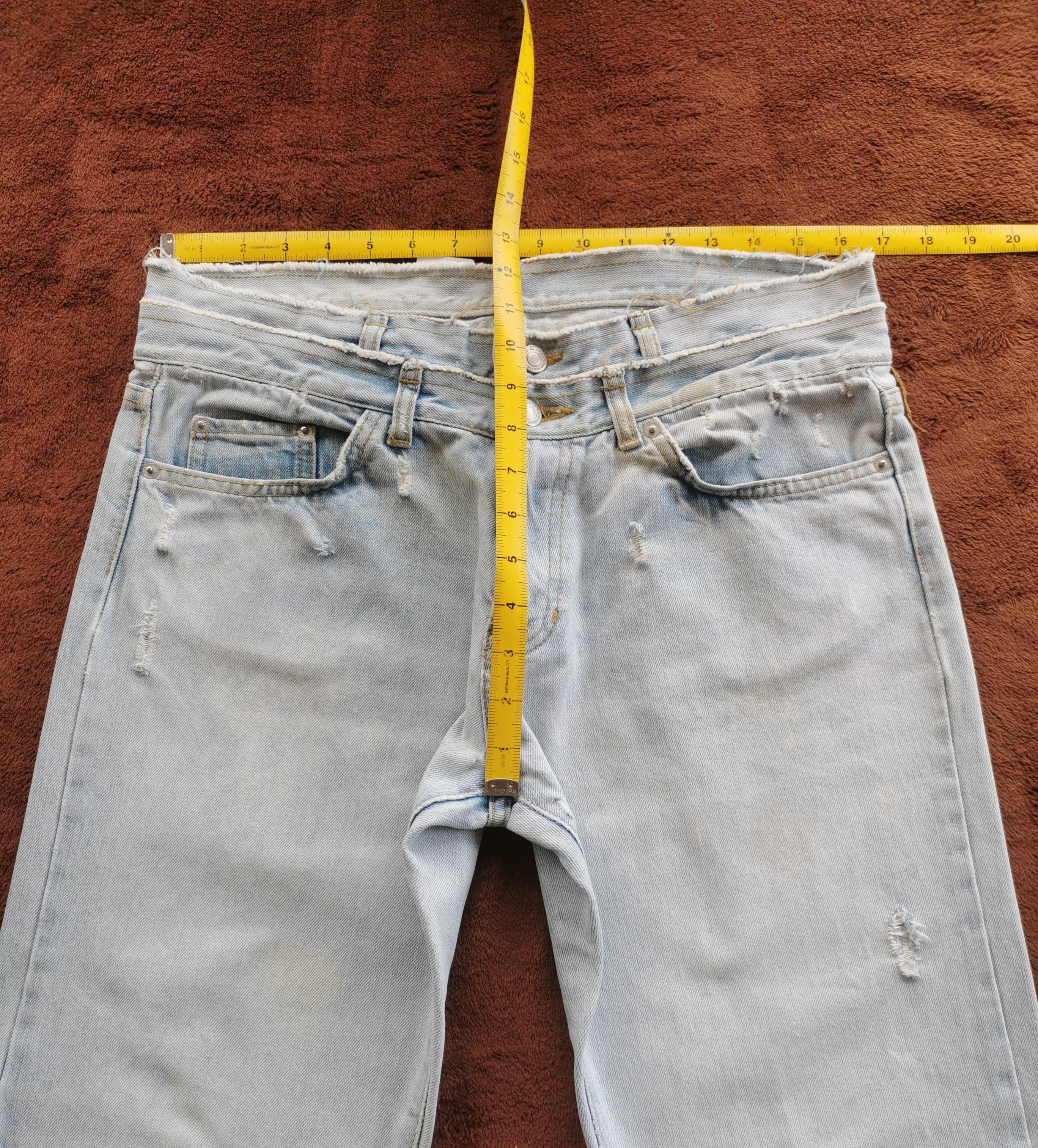 If Six Was Nine Double Waist Distressed Denim Jeans Size US 33 - 6 Thumbnail