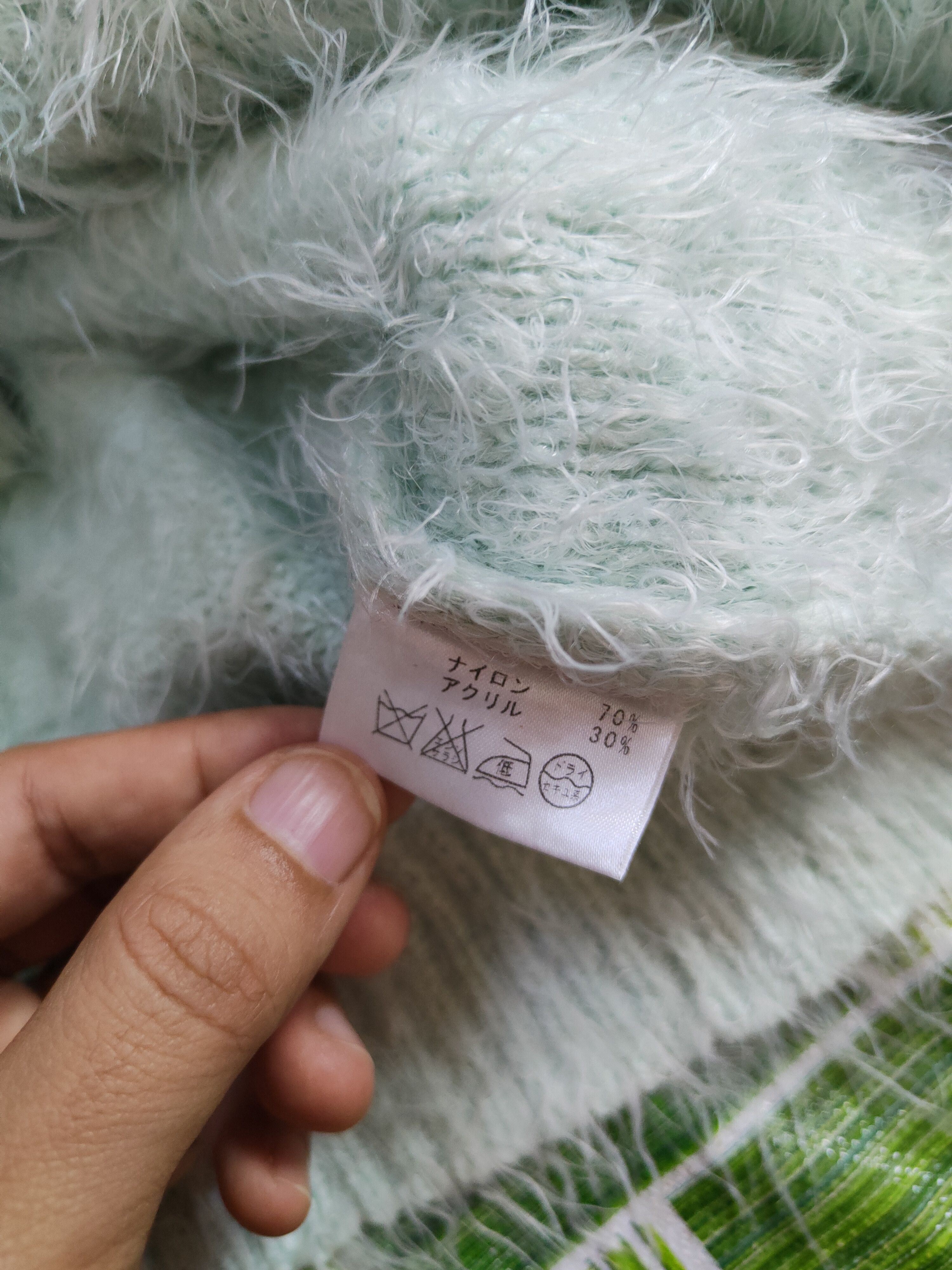 Homespun Knitwear Ingni Mint Green Shag Shaggy Fur Mohair Knitwear #S2107 Size S / US 4 / IT 40 - 12 Thumbnail