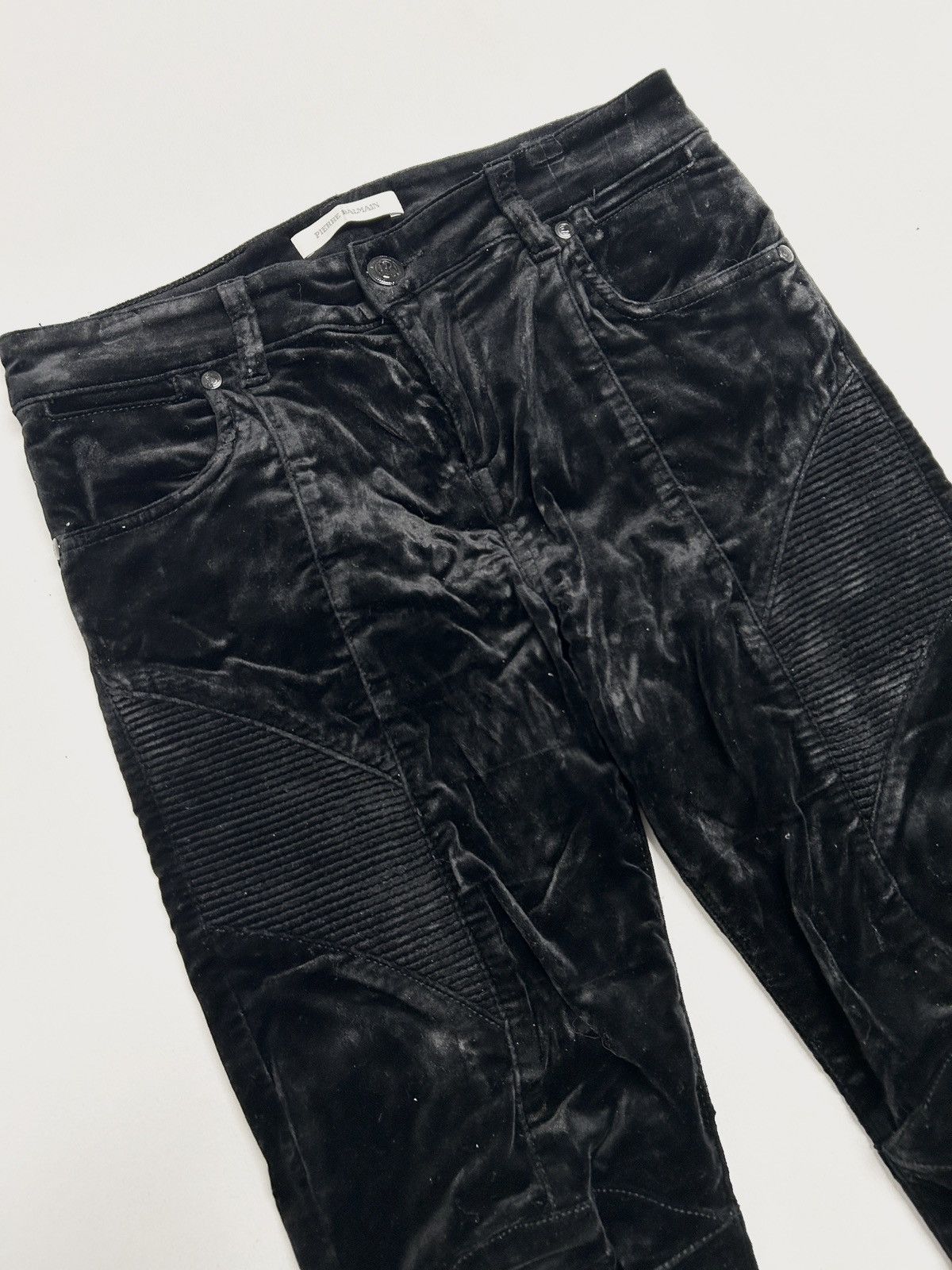 Balmain FW2011 Crushed Velvet Biker Pants Size US 27 - 3 Thumbnail