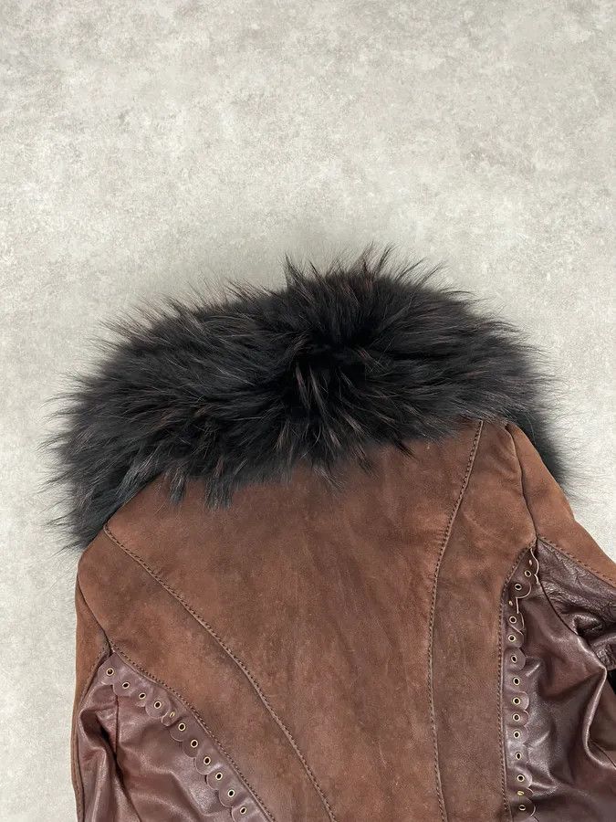 Roberto Cavalli 2000s Roberto Cavalli Brown Fur Leather Jacket Size S / US 4 / IT 40 - 6 Thumbnail