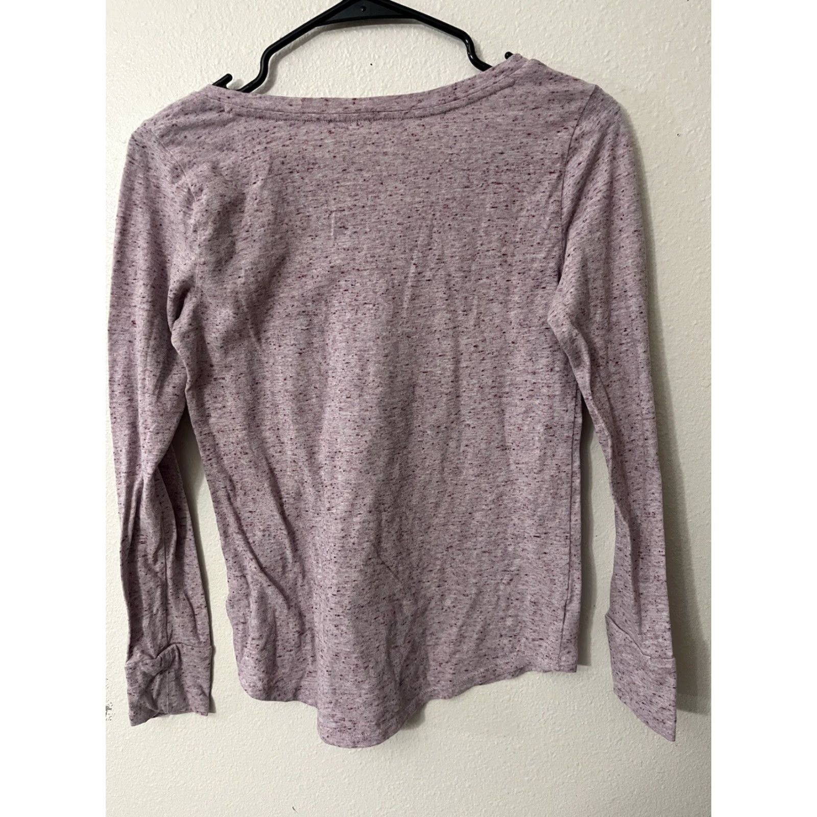 Ann Taylor VINTAGE Ann Taylor Loft Womens T-Shirt Crew Neck Long Sleeve Cotton Blend Purple Basic Fall Winter XS Women Size XS / US 0-2 / IT 36-38 - 2 Thumbnail
