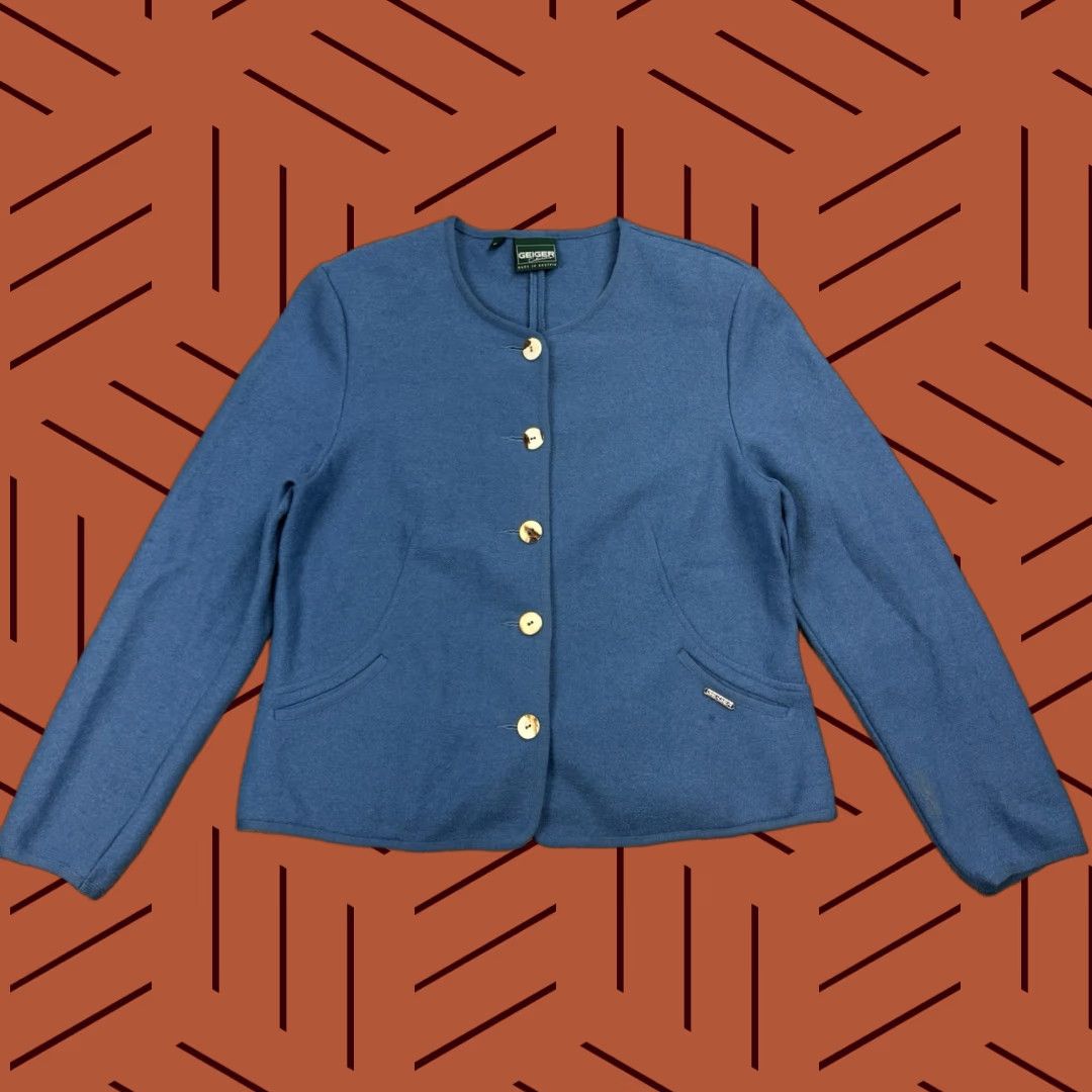 Vintage Vintage Geiger Austria Women's Wool Blazer Jacket Fall Winter Blue Size 46 Classic Casual Size L / US 10 / IT 46 - 1 Thumbnail
