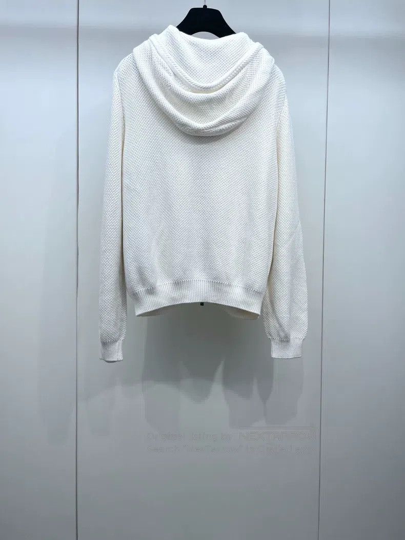 Loro Piana Loro Piana Cream hooded zipper knit top Size S / US 4 / IT 40 - 2 Thumbnail
