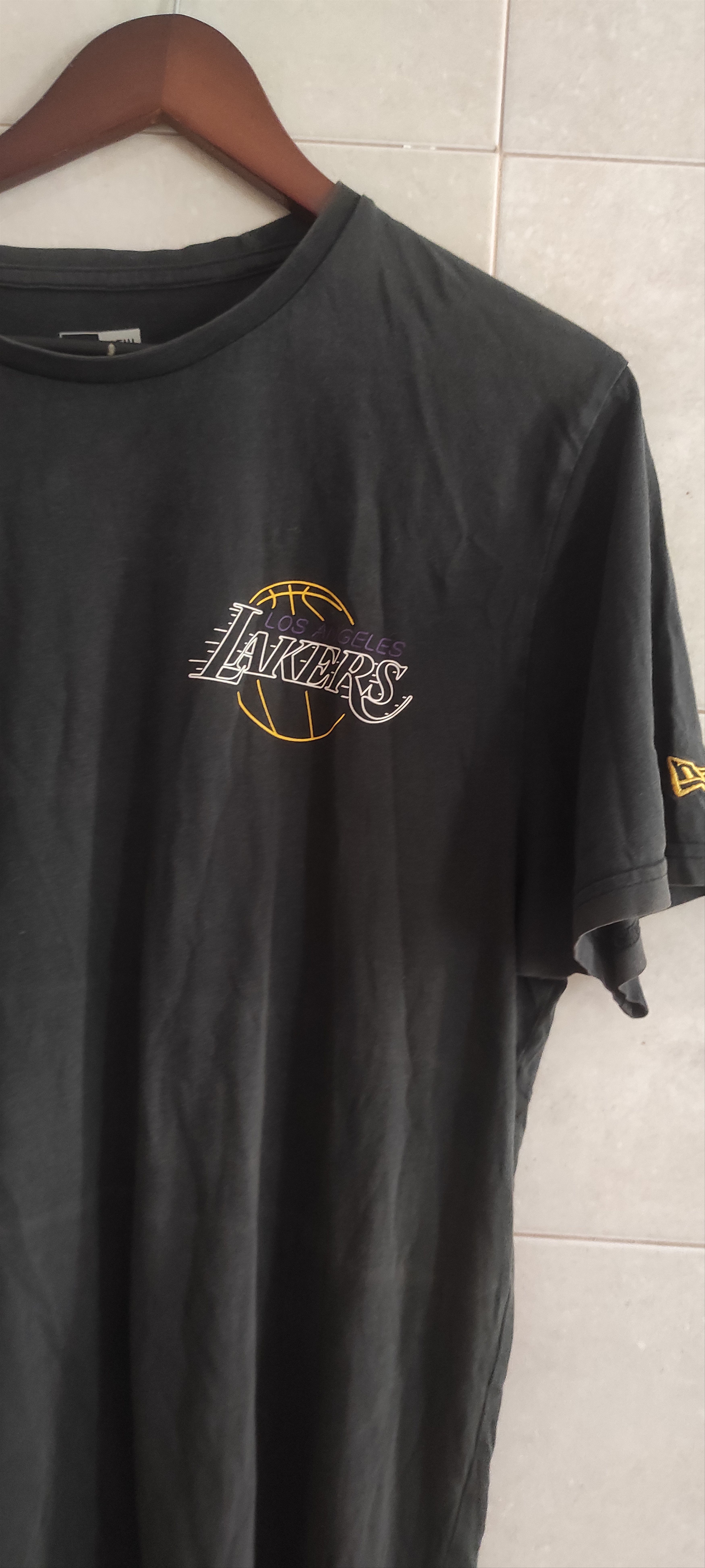 NBA × New Era × Vintage New Era Black NBA Neon Graphic Tee Loslak Blk Men's T-Shirt Size US XL / EU 56 / 4 - 14 Thumbnail