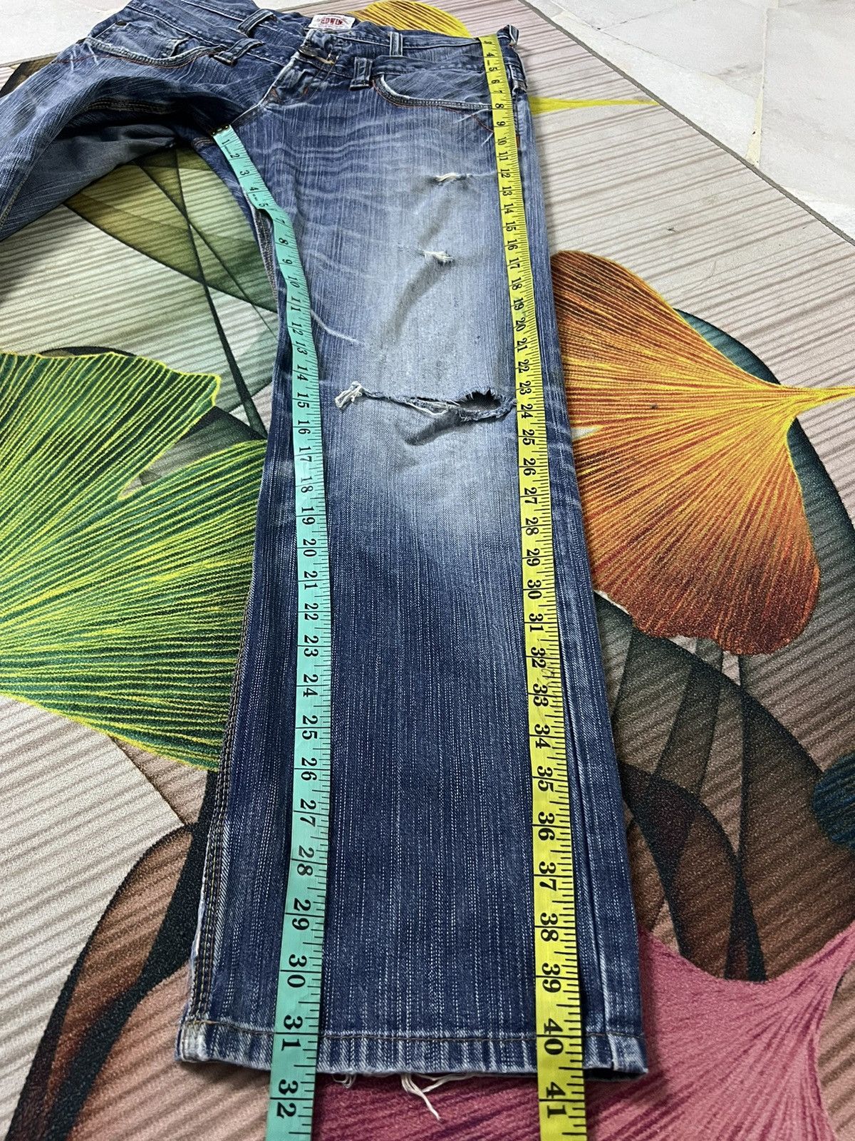 Edwin × If Six Was Nine VTG EDWIN DOUBLE WAIST DISTRESSED JEANS VERY RARE Size US 31 - 12 Thumbnail