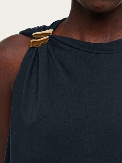 Salvatore Ferragamo o1s1rm0126 Golden Clip Crewneck T-Shirt in Navy Blue Size M / US 6-8 / IT 42-44 - 5 Thumbnail