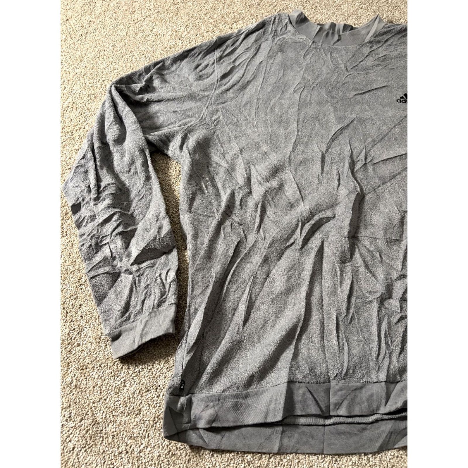 Adidas Adidas Mens Large Gray Long Sleeve Terry Crewneck Pullover Shirt Sample Logo Size US L / EU 52-54 / 3 - 2 Thumbnail