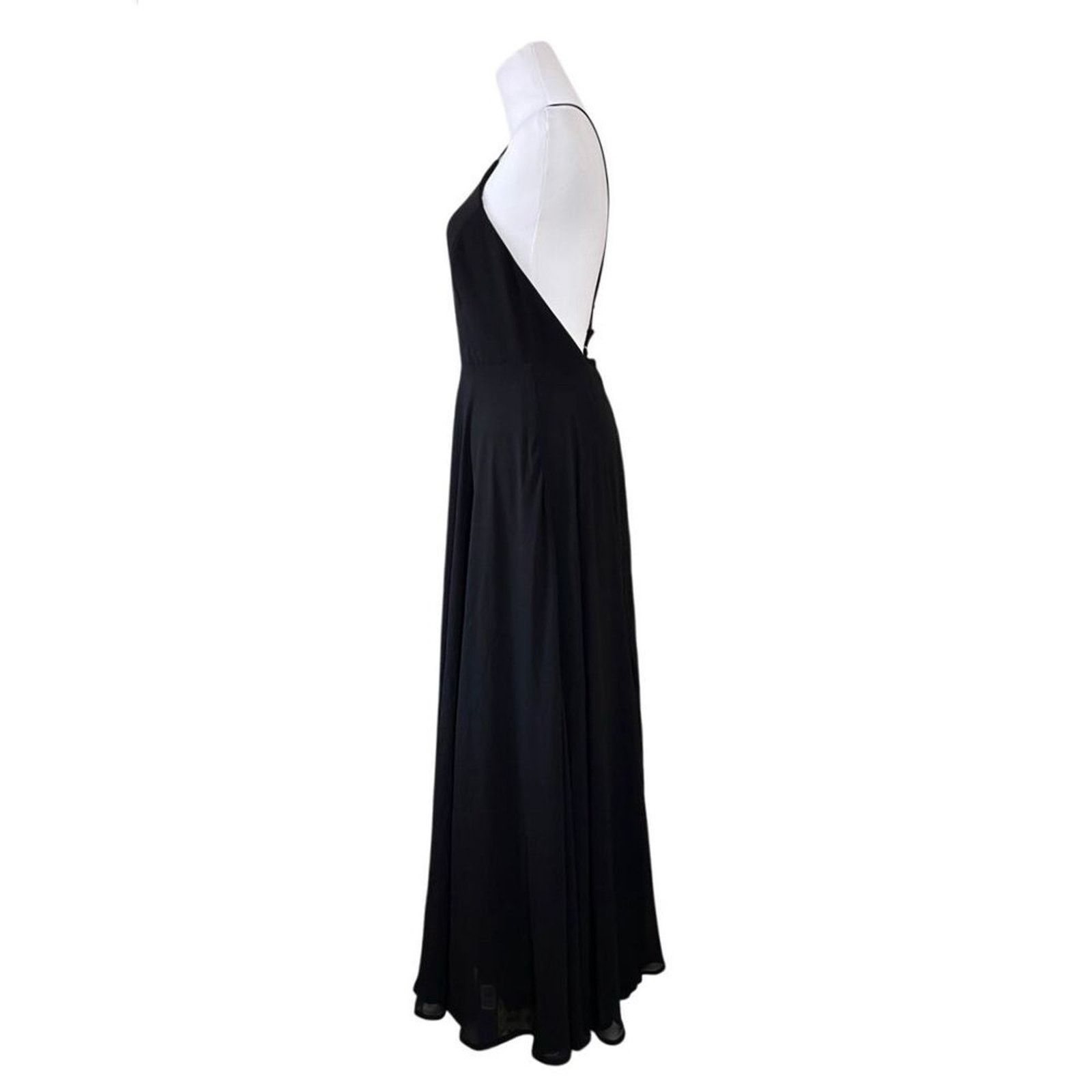 Other Lulu's Black Back Chiffon A-line Long Maxi Dress SMALL Gala Size S / US 4 / IT 40 - 3 Thumbnail