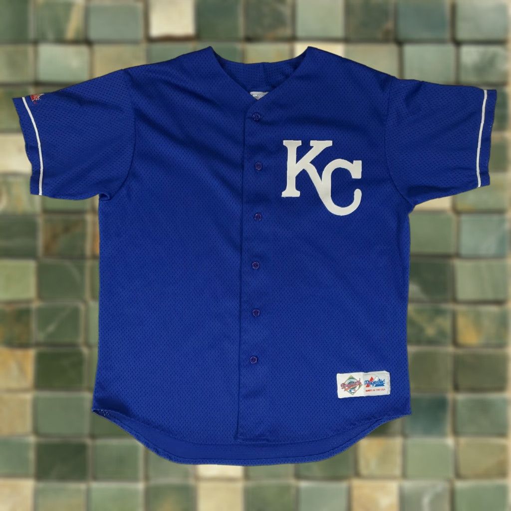 Vintage VINTAGE Majestic Kansas City Royals Jersey KC Stitched Diamond Collection Mens L Blue 90s Size US L / EU 52-54 / 3 - 1 Thumbnail