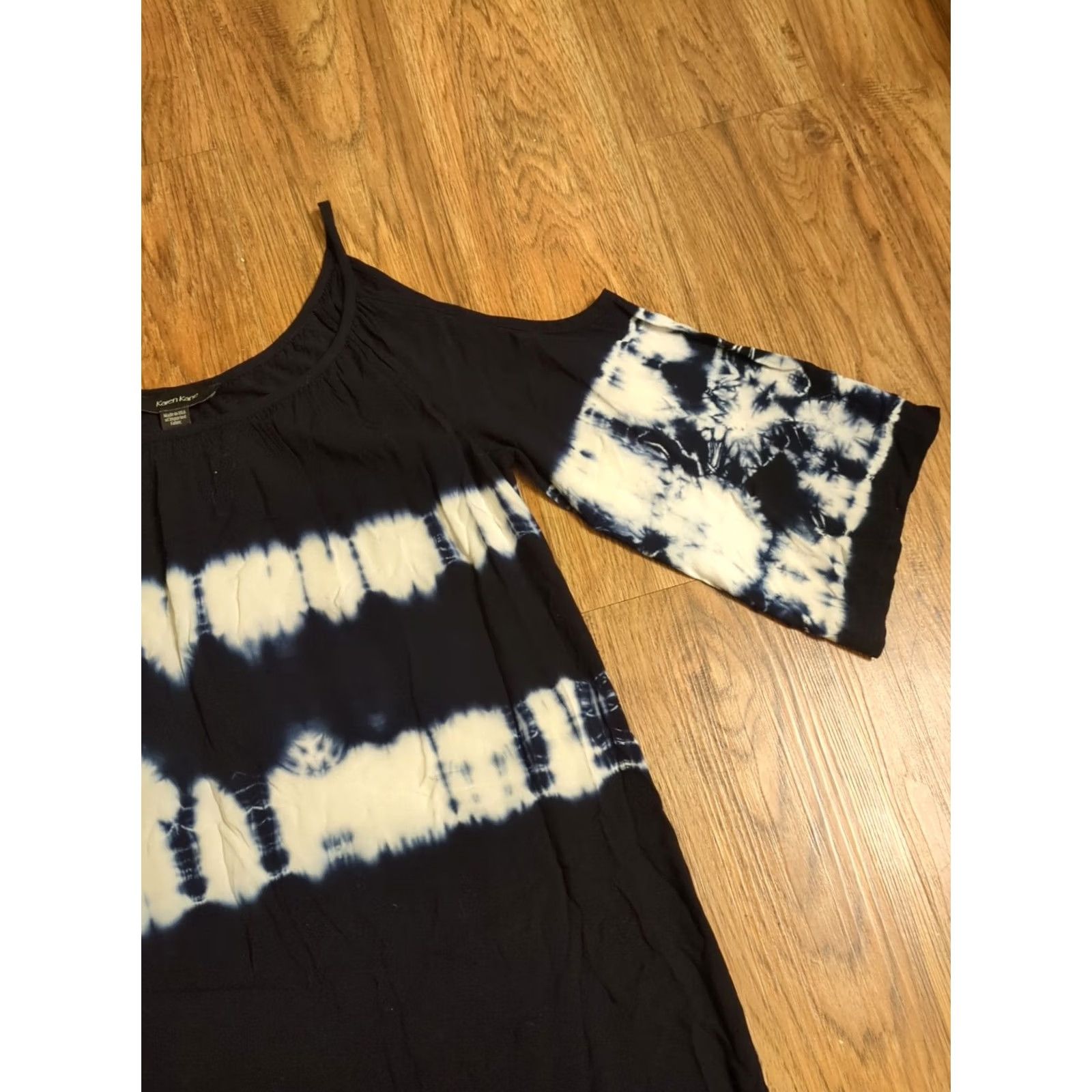 Vintage Karen Kane Women's Dress Cold Shoulder 3/4 Sleeve Knee Length Blue Ombre Size S Size S / US 4 / IT 40 - 3 Thumbnail