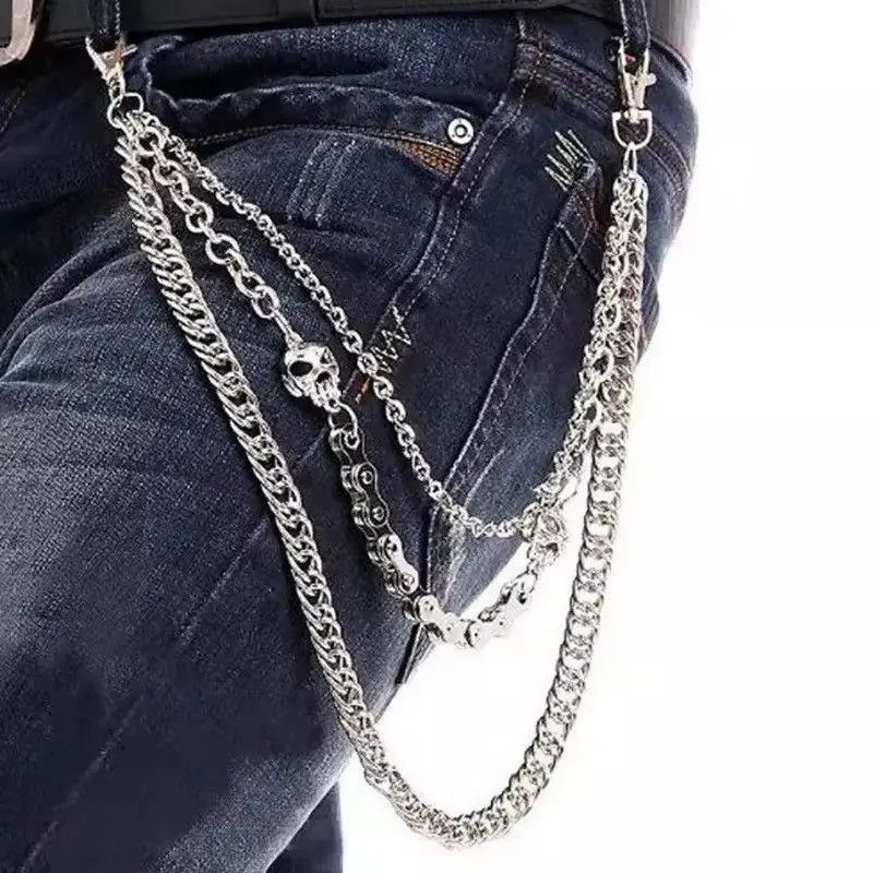 Jewelry Pocket Chain Skull Punk Rock Gothic Silver Wallet Chrome Size ONE SIZE - 1 Thumbnail
