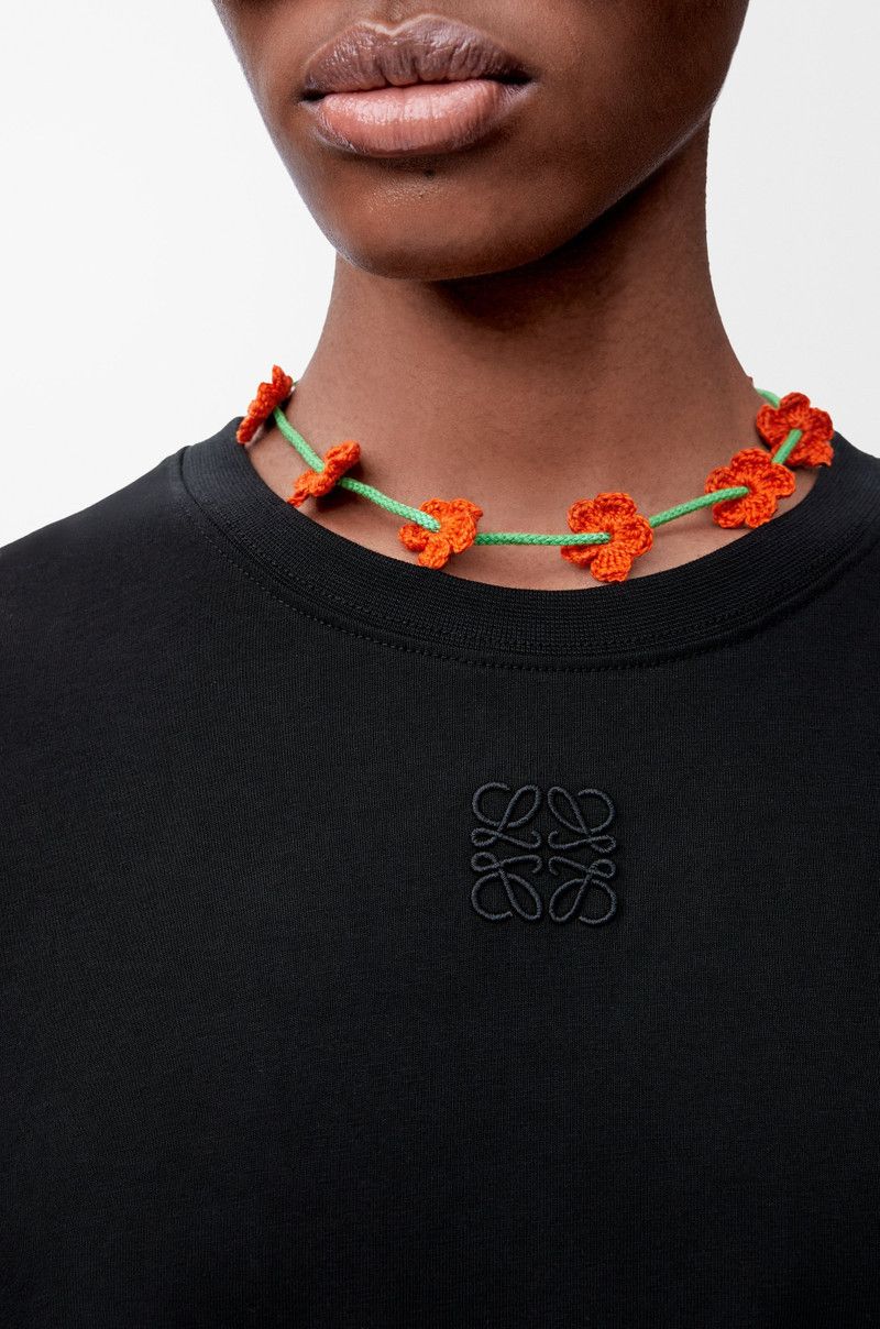 Loewe o1in1g0426 Crochet T-Shirt in Cotton in Black Size M / US 6-8 / IT 42-44 - 5 Thumbnail