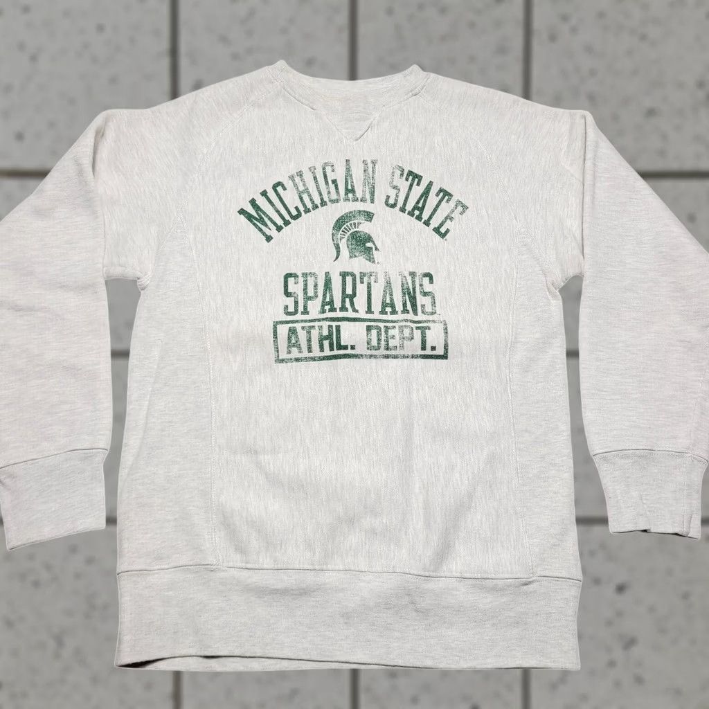Vintage VINTAGE Michigan State Spartans Pro-Edge Campus Classics Sweatshirt Women’s Medium Crew Neck Long Sleeve Graphic Print Pullover White/Gray Size M / US 6-8 / IT 42-44 - 1 Thumbnail