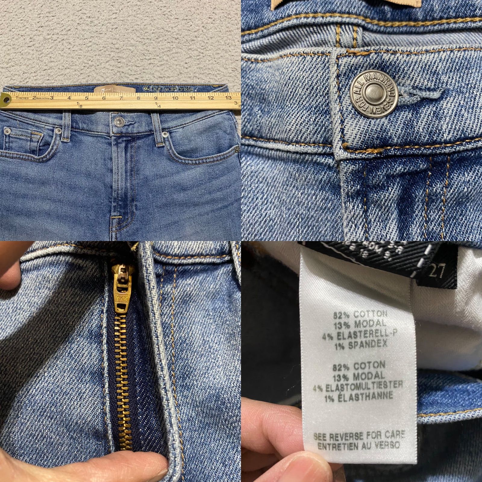 7 For All Mankind 7 For All Mankind Jeans Womens Skinny High Rise Blue Denim 27 Medium Stretch 5-Pocket Style Womens Bay? 27 Size 26" / US 2 / IT 38 - 8 Thumbnail